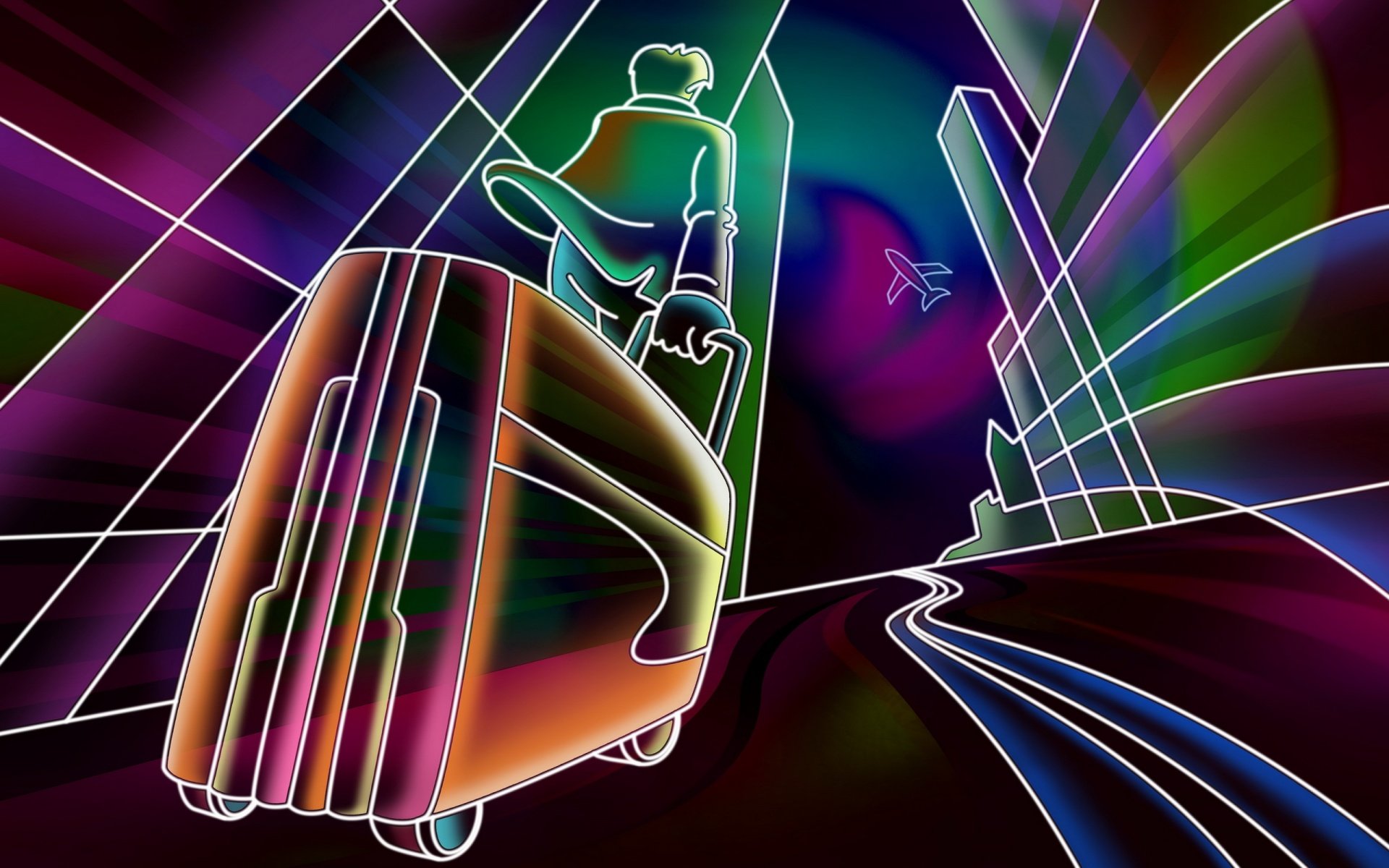 General 1920x1200 colorful suitcase artwork digital art