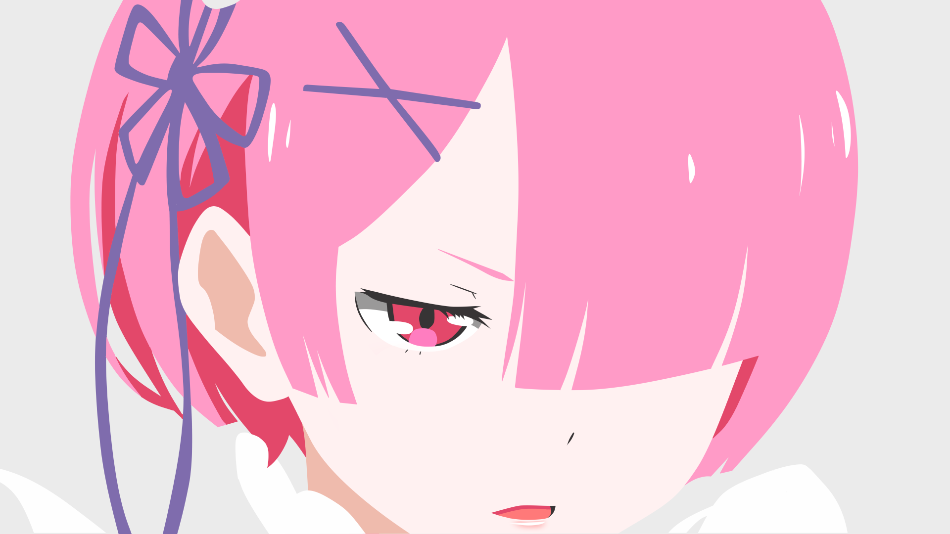 Anime 1920x1080 Re:Zero Kara Hajimeru Isekai Seikatsu Ram (Re: Zero) anime girls minimalism simple background Yuki-Neh pink hair
