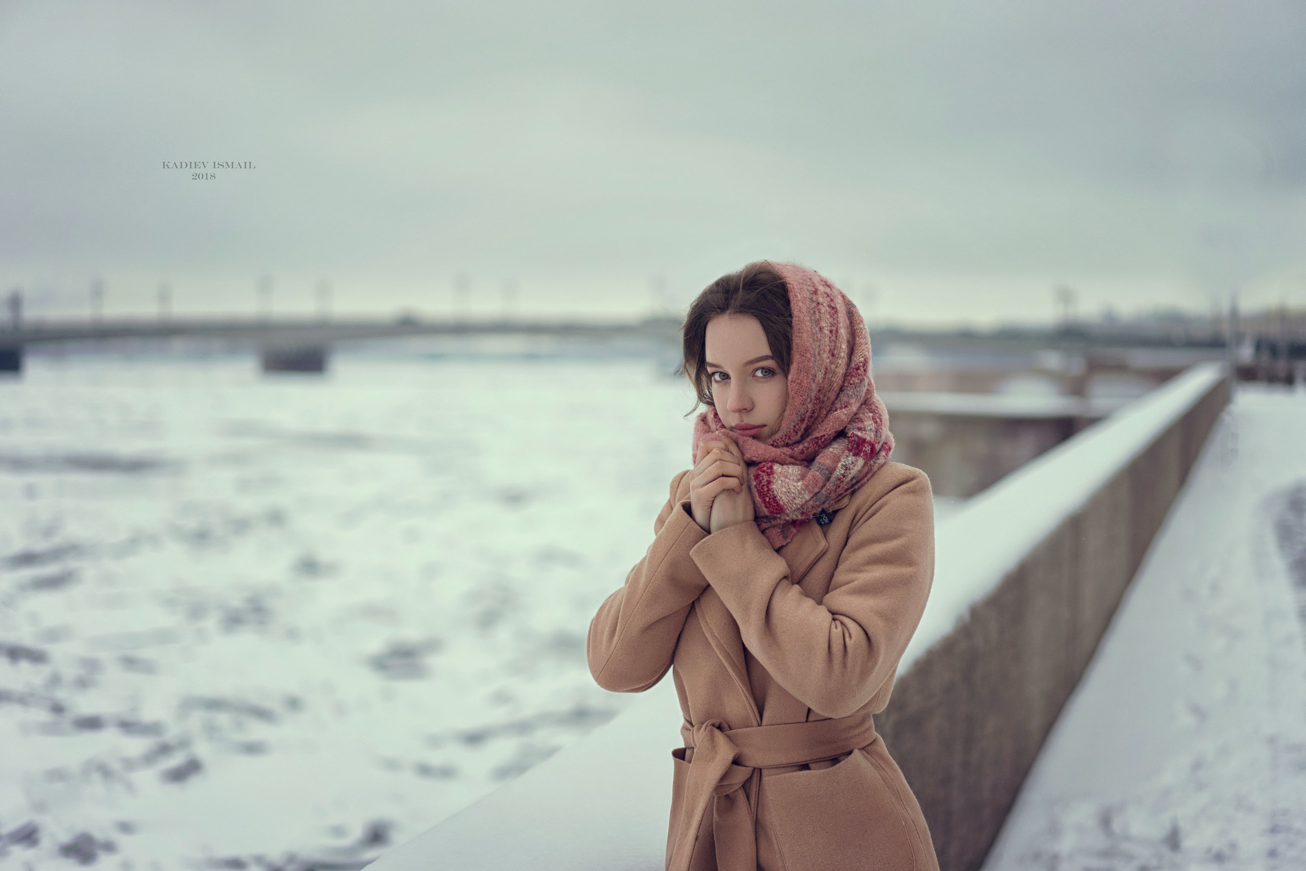 People 2560x1707 cold winter women women outdoors Kadiev Ismail coats 2018 (year) ice snow looking at viewer outdoors model brunette