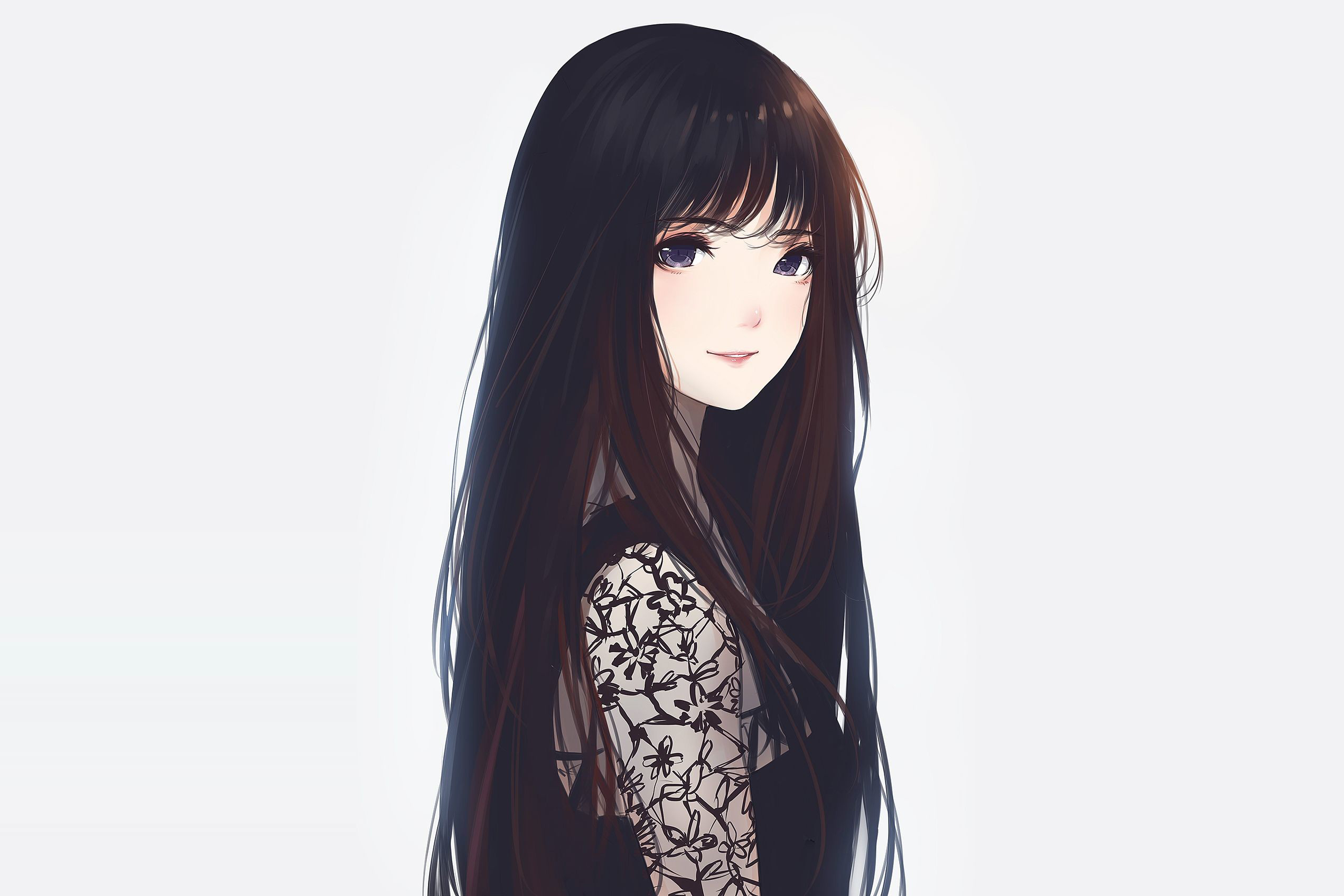 Anime 2544x1697 anime anime girls black hair Kyrie Meii long hair artwork