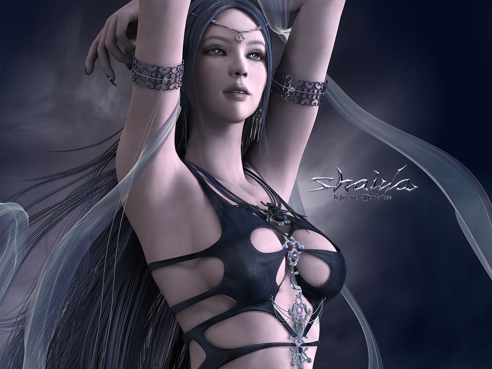General 1600x1200 Shaiya arms up boobs big boobs fantasy art fantasy girl women digital art