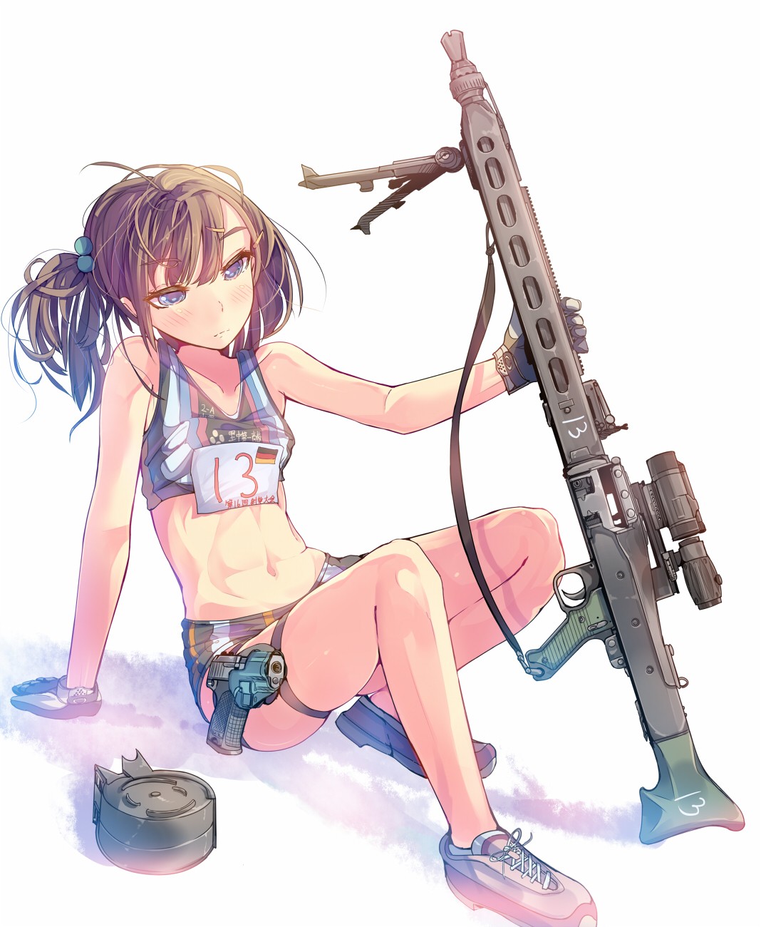 Anime 1068x1300 anime anime girls Rheinmetall MG3 gun weapon Daito