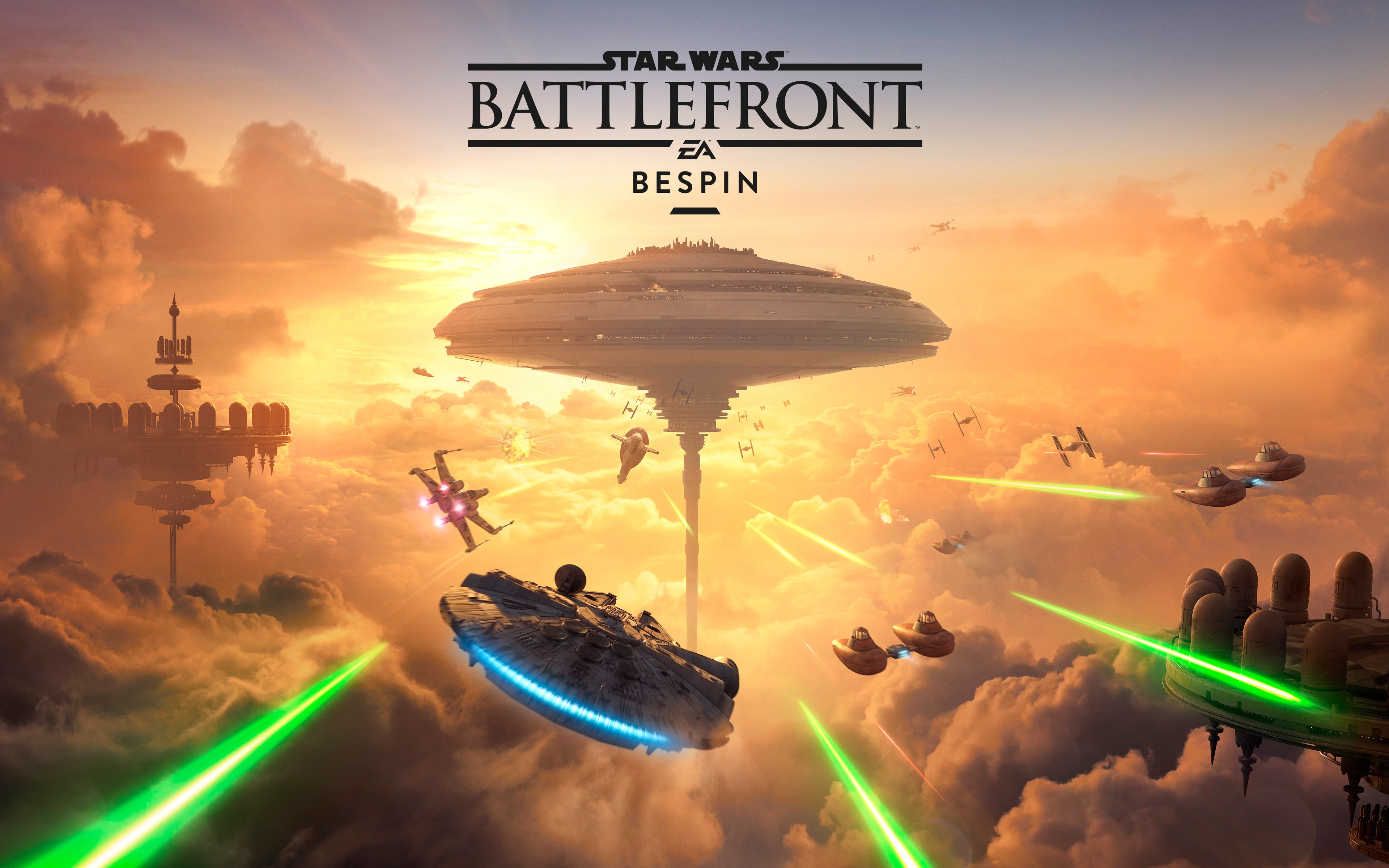 General 3840x2400 Star Wars: Battlefront EA Games Star Wars video games Millennium Falcon Bespin cloud city X-wing science fiction Star Wars Ships Electronic Arts EA DICE PC gaming