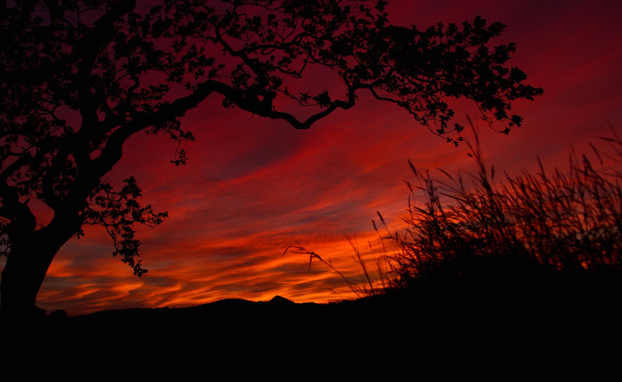 General 2048x1260 landscape silhouette red sunset dusk red sky low light