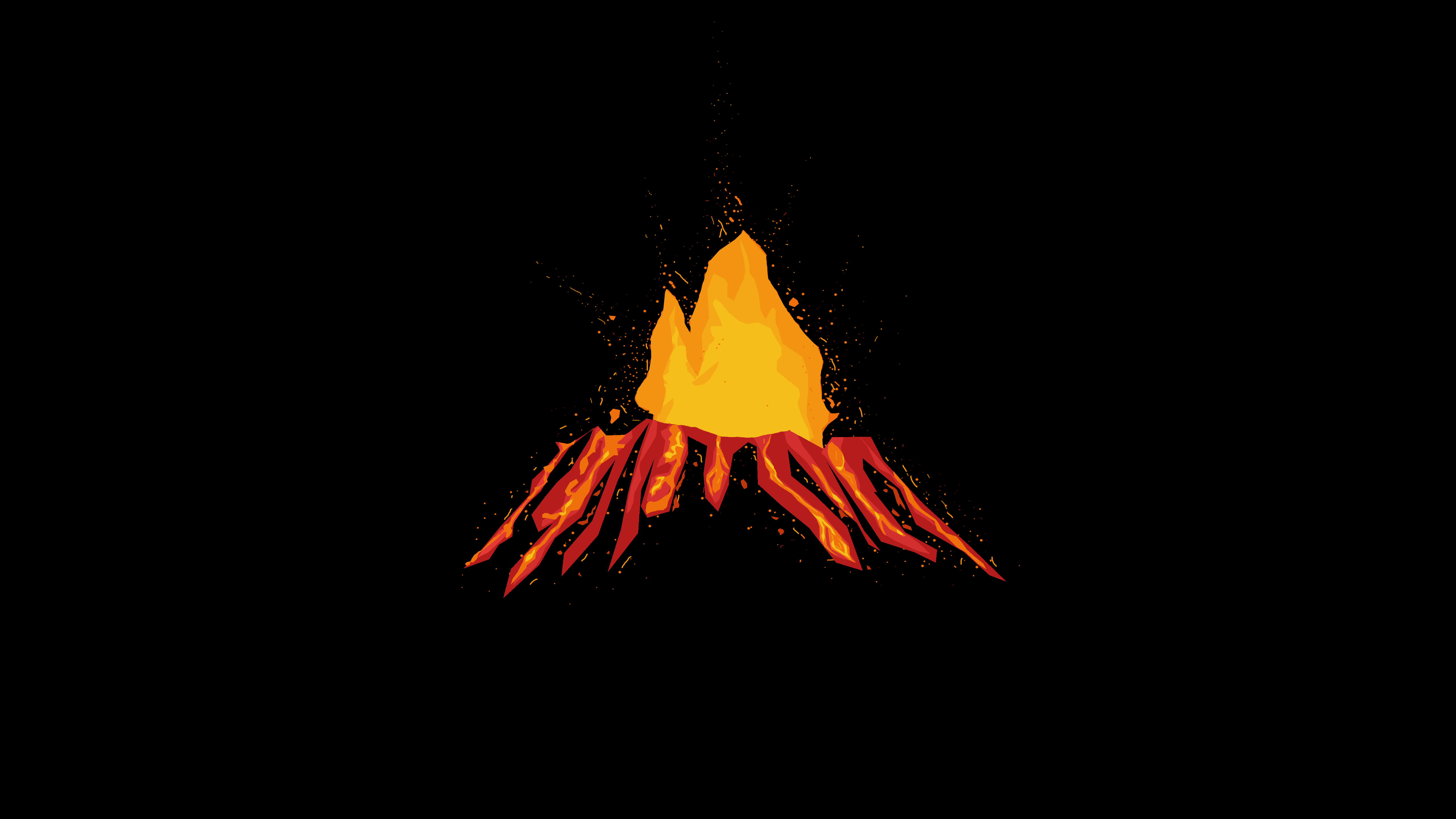General 5120x2880 minimalism artwork red yellow volcano volcanic eruption digital art simple background