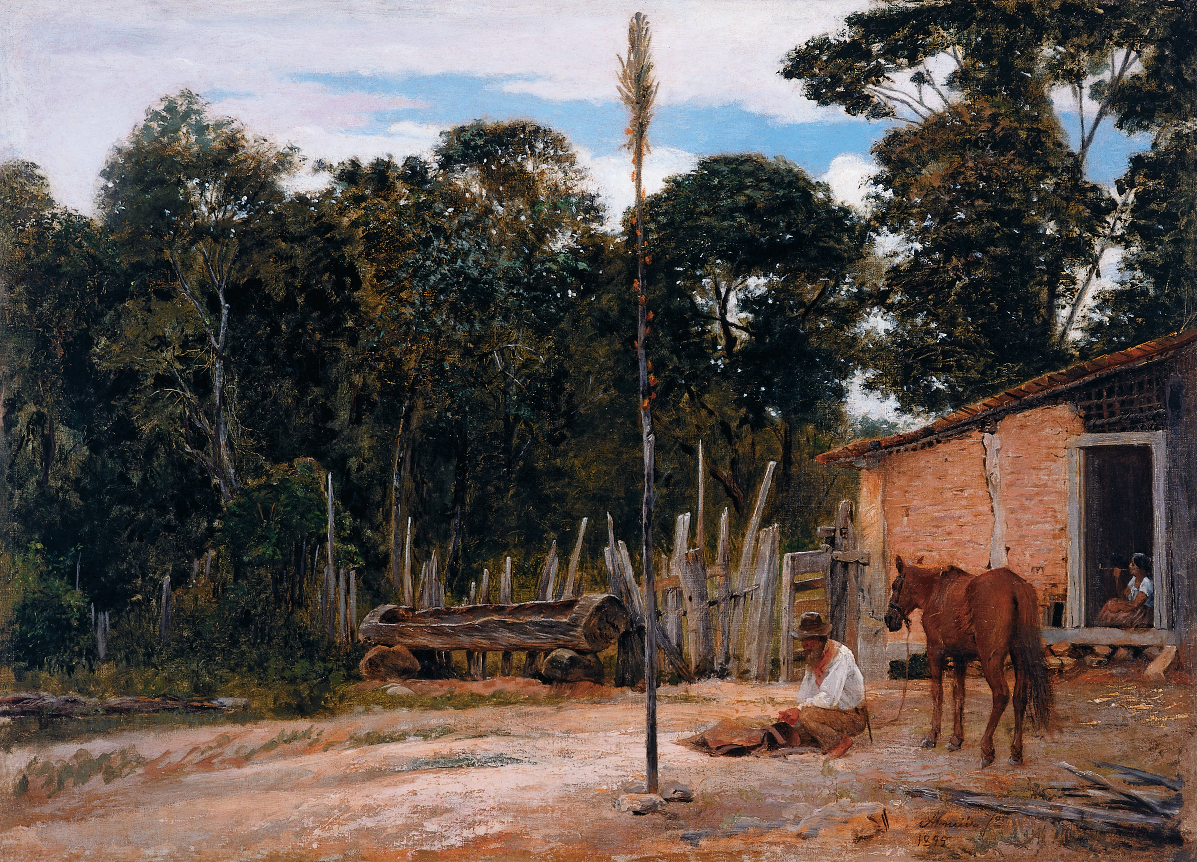 People 4001x2883 classic art Almeida Júnior painting horse trees