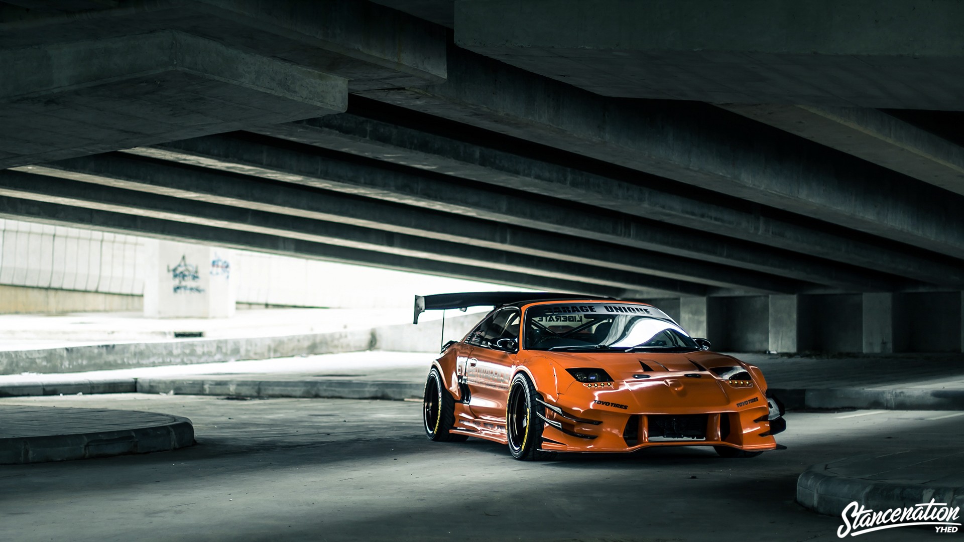 General 1920x1080 StanceNation car vehicle stance (cars) Toyota Toyota MR2 watermarked orange cars Japanese cars sunlight frontal view