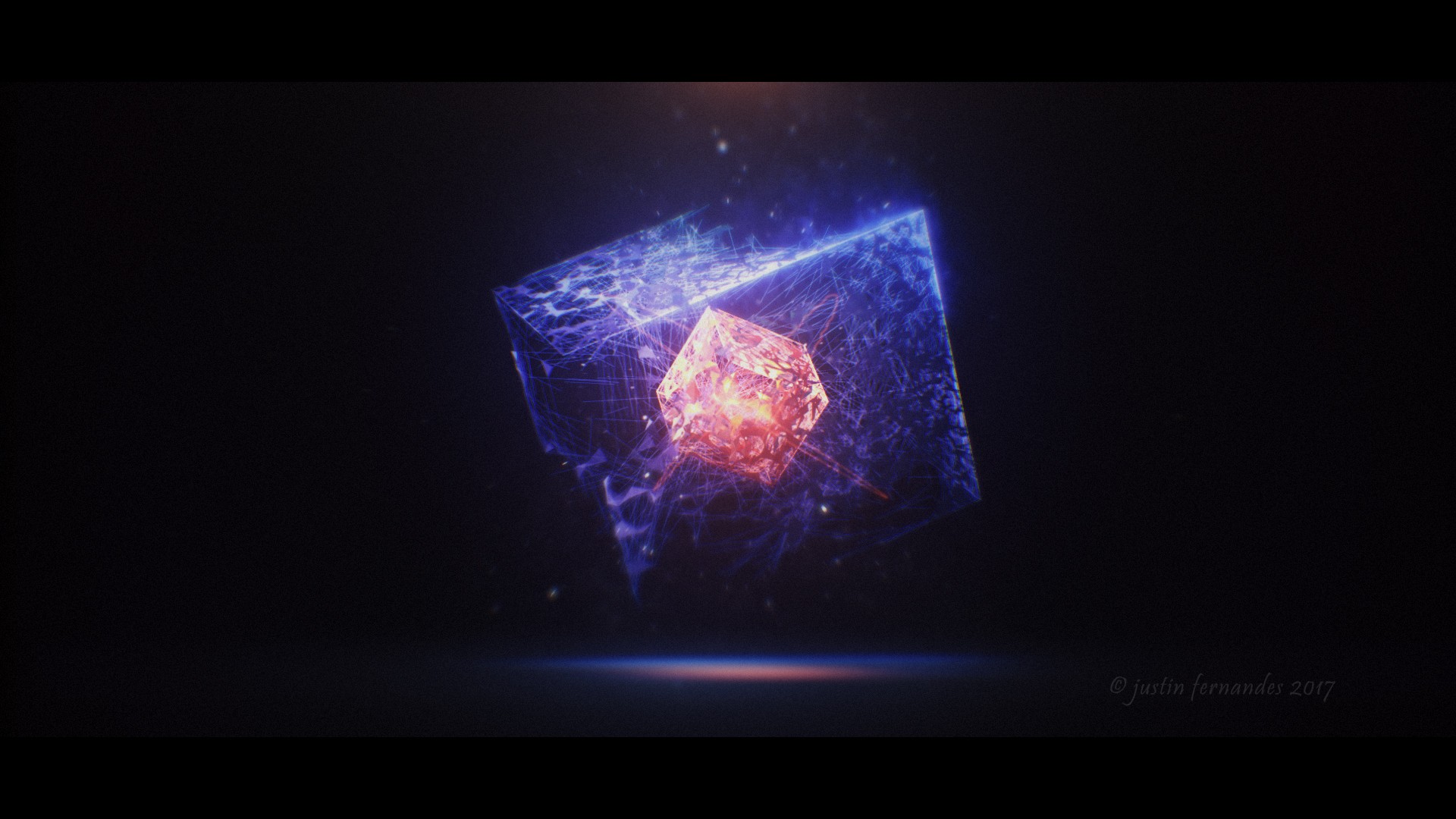 General 1920x1080 abstract pixel art artwork disintegration floating particles glowing cube reflection floating blurred boxes digital art 3D Blocks CGI 3D Abstract
