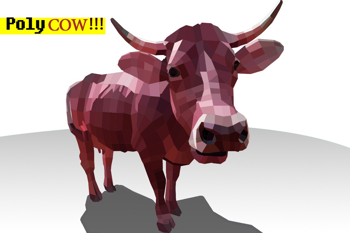 General 1200x800 cow animals polygon art red abstract humor