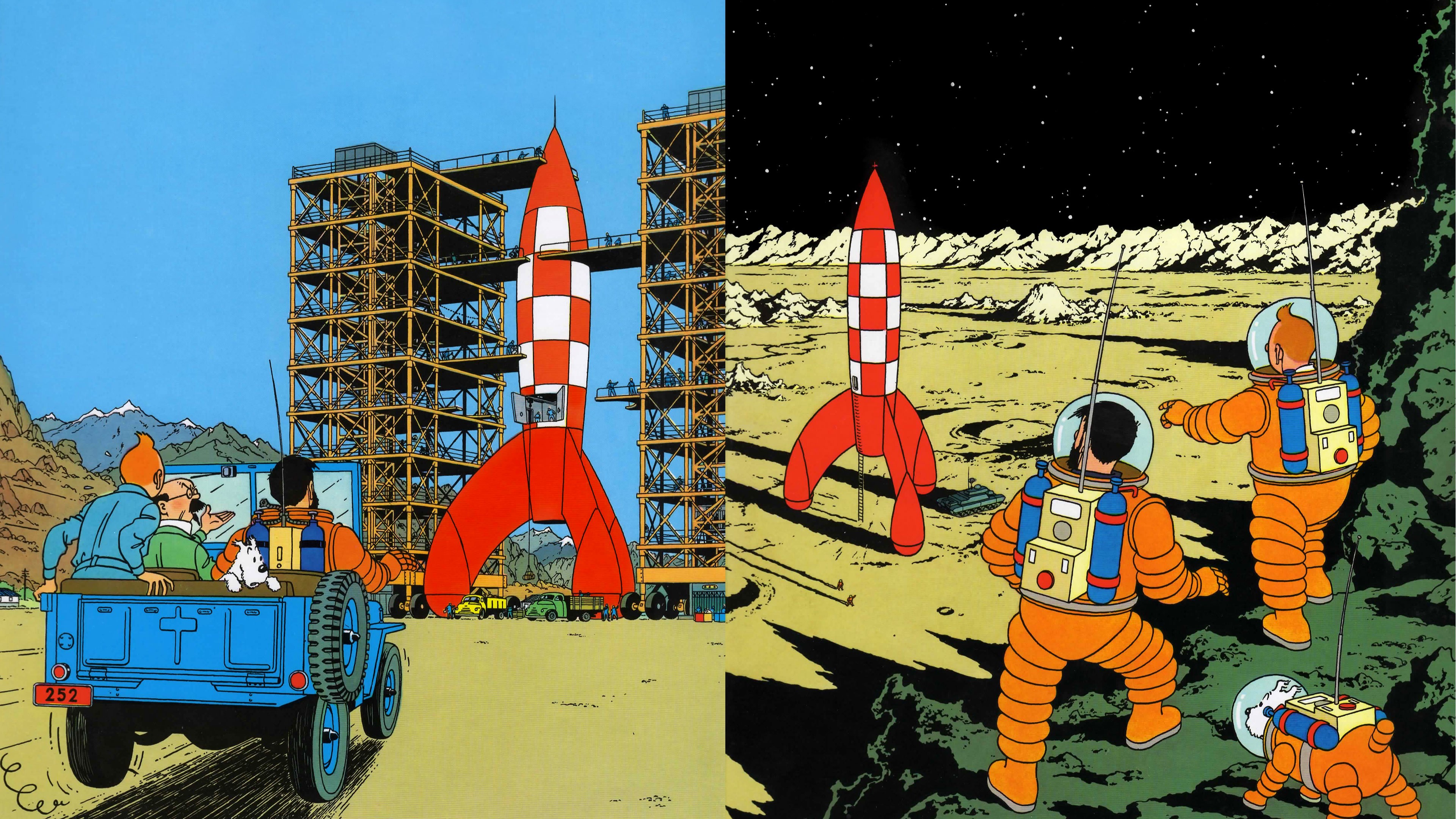 General 3840x2160 Tintin drawing rocket book cover