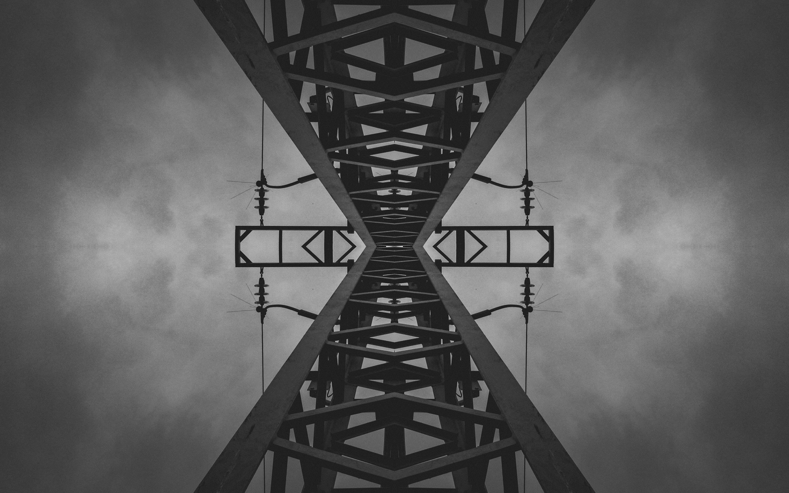 General 2560x1600 monochrome utility pole electricity power lines photoshopped symmetry Germany gray gloomy depressing photo manipulation