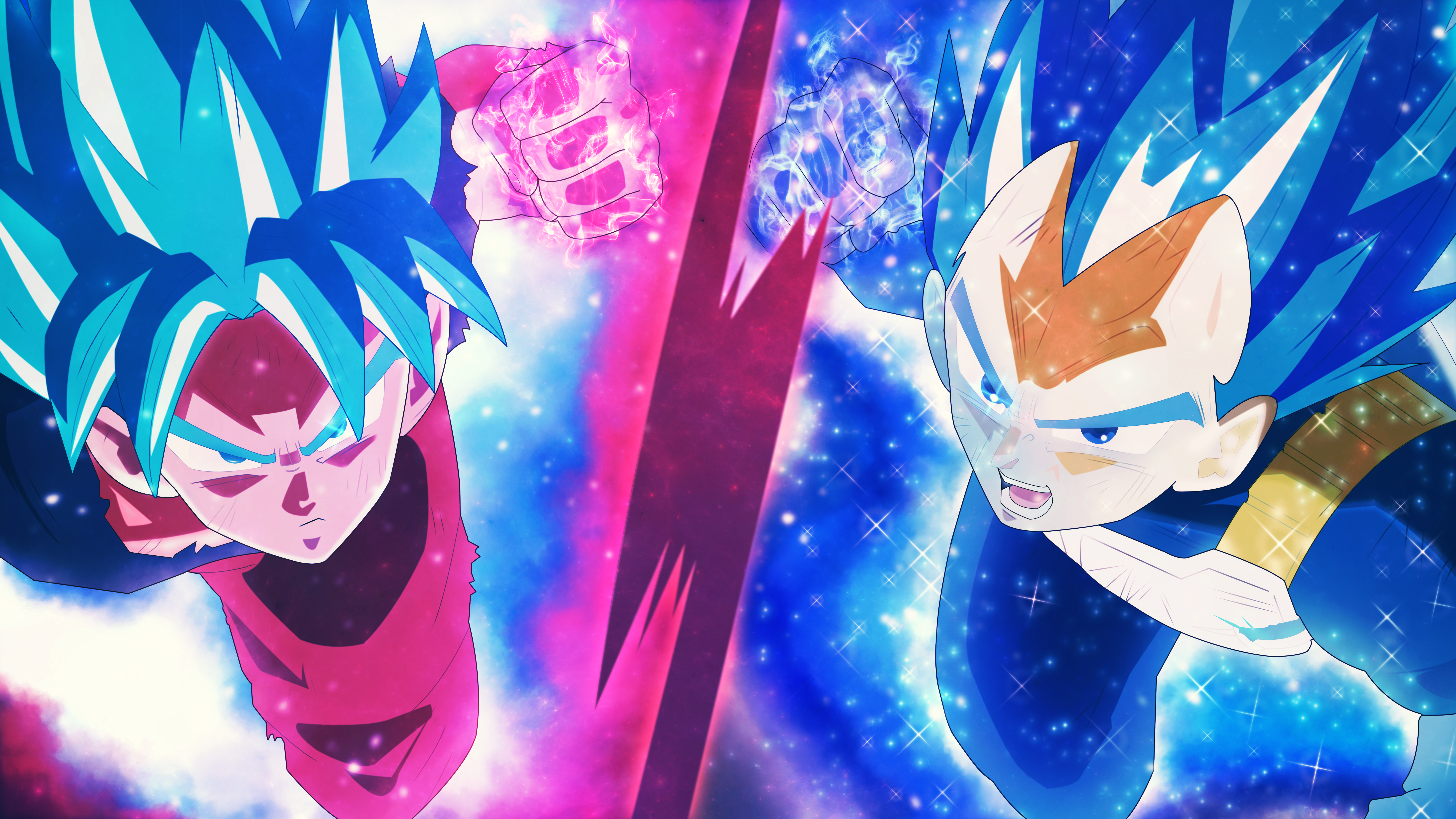 Anime 8192x4608 Dragon Ball Super Super Saiyan Blue Son Goku Vegeta Kaio-ken Dragon Ball Super Saiyan anime boys anime