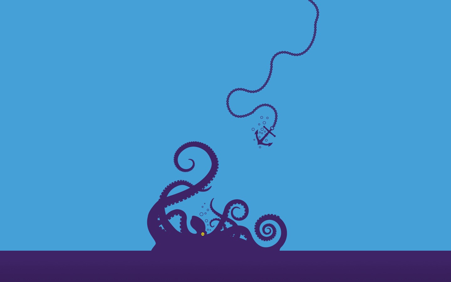 General 1440x900 minimalism octopus anchors animals underwater artwork cyan background