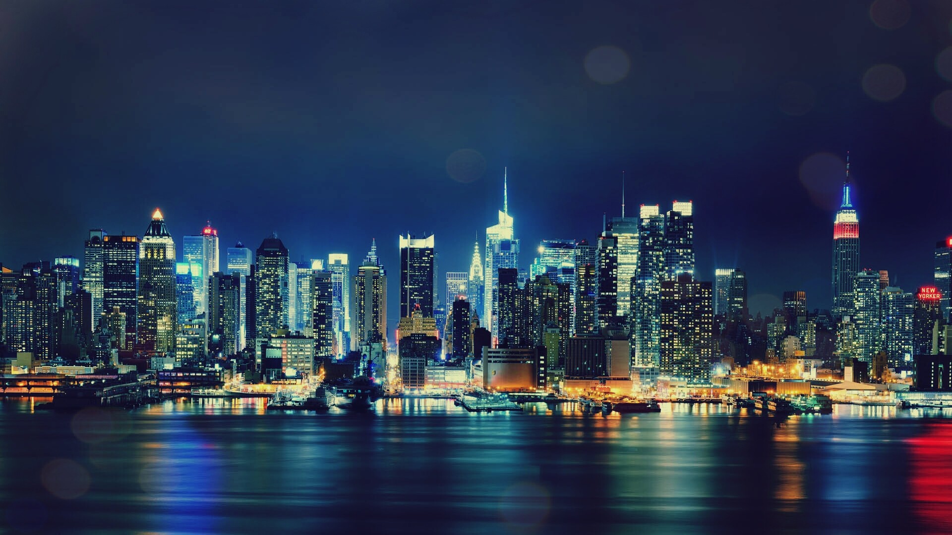 General 1920x1080 city New York City night city lights USA cityscape