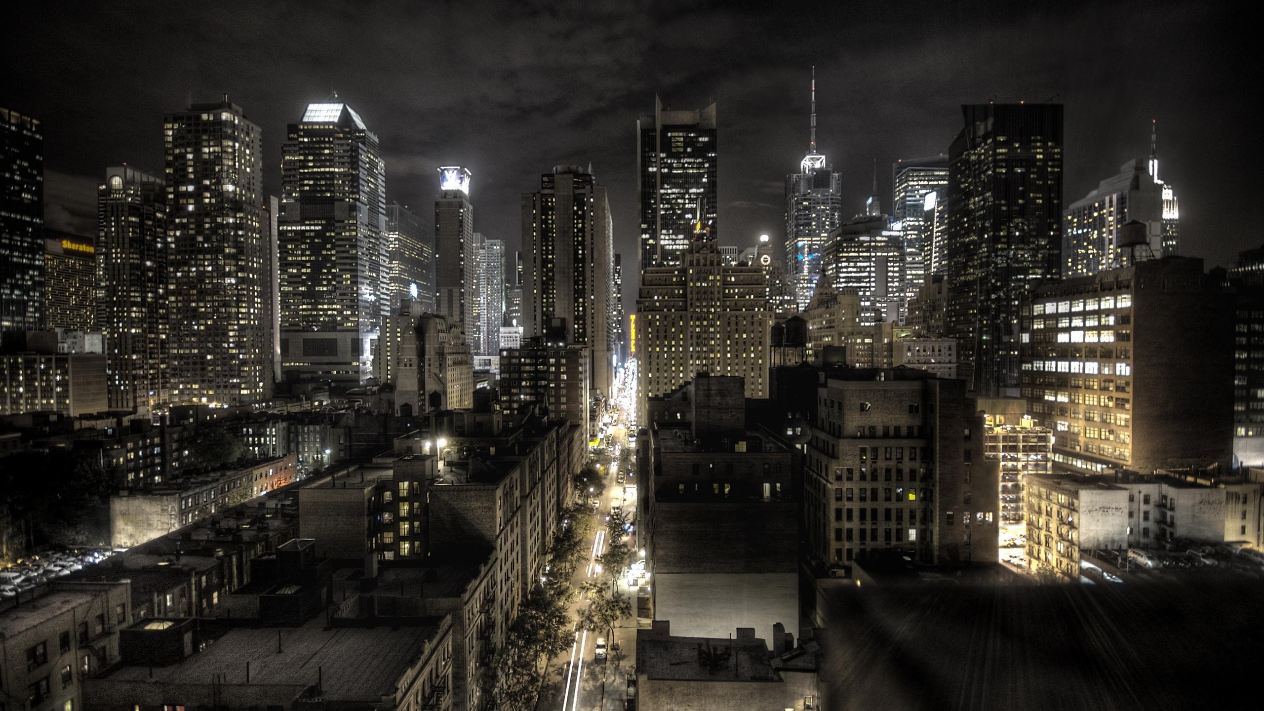 General 2560x1440 night city lights skyscraper New York City cityscape USA
