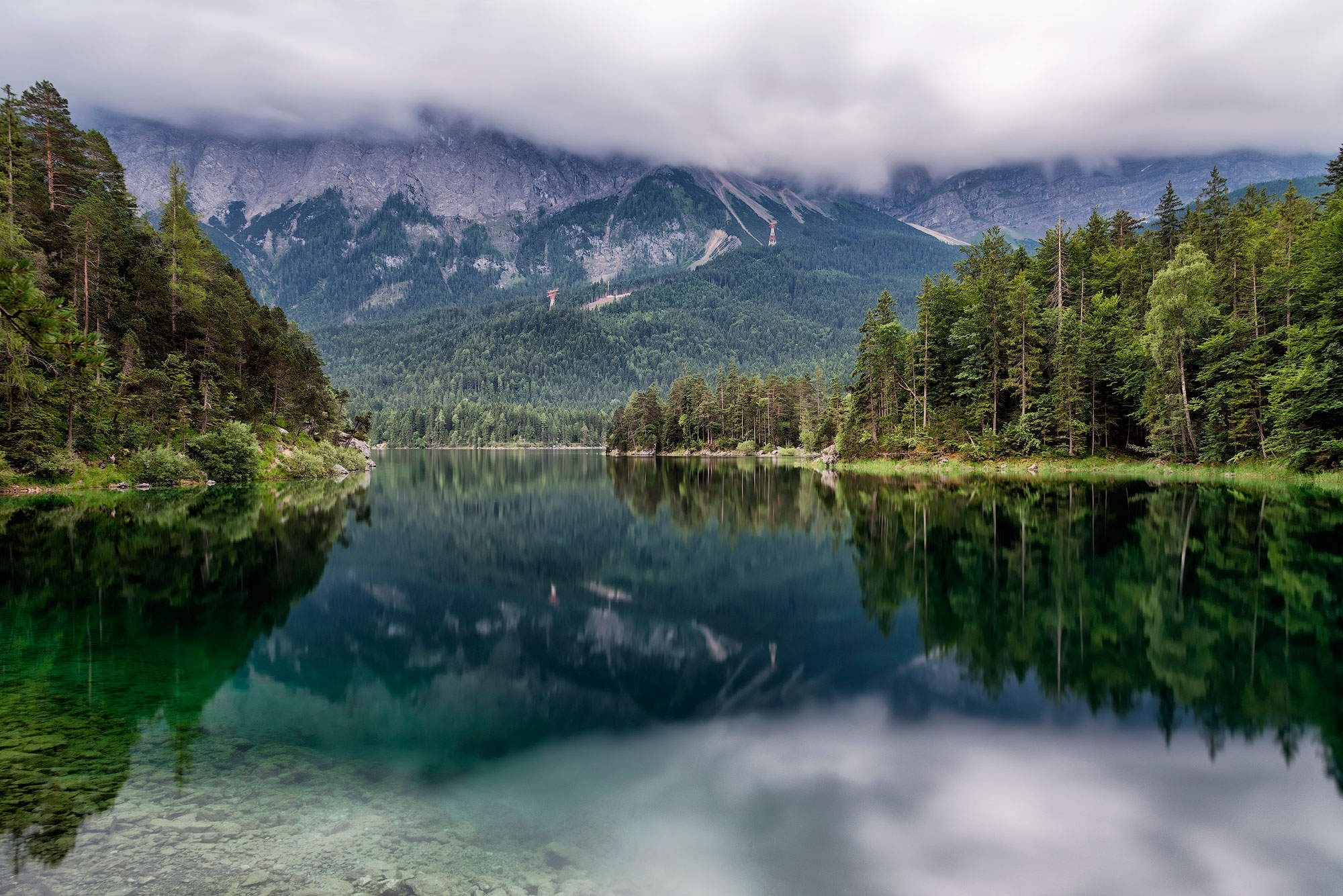 General 2000x1335 photography landscape nature overcast lake reflection forest mountains summer Germany
