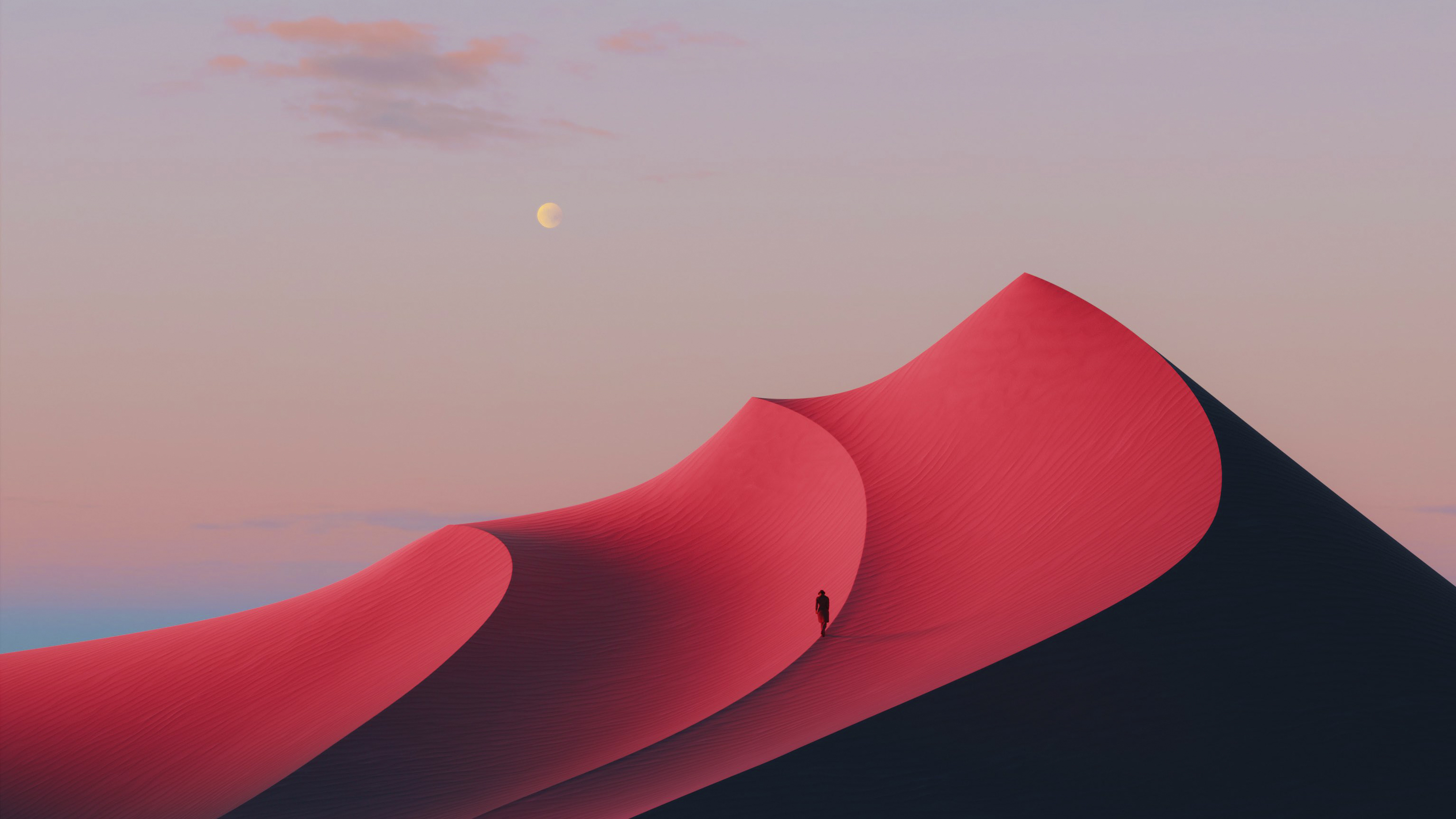 General 3067x1725 digital art artwork illustration nature landscape desert men alone Moon sky sand walking