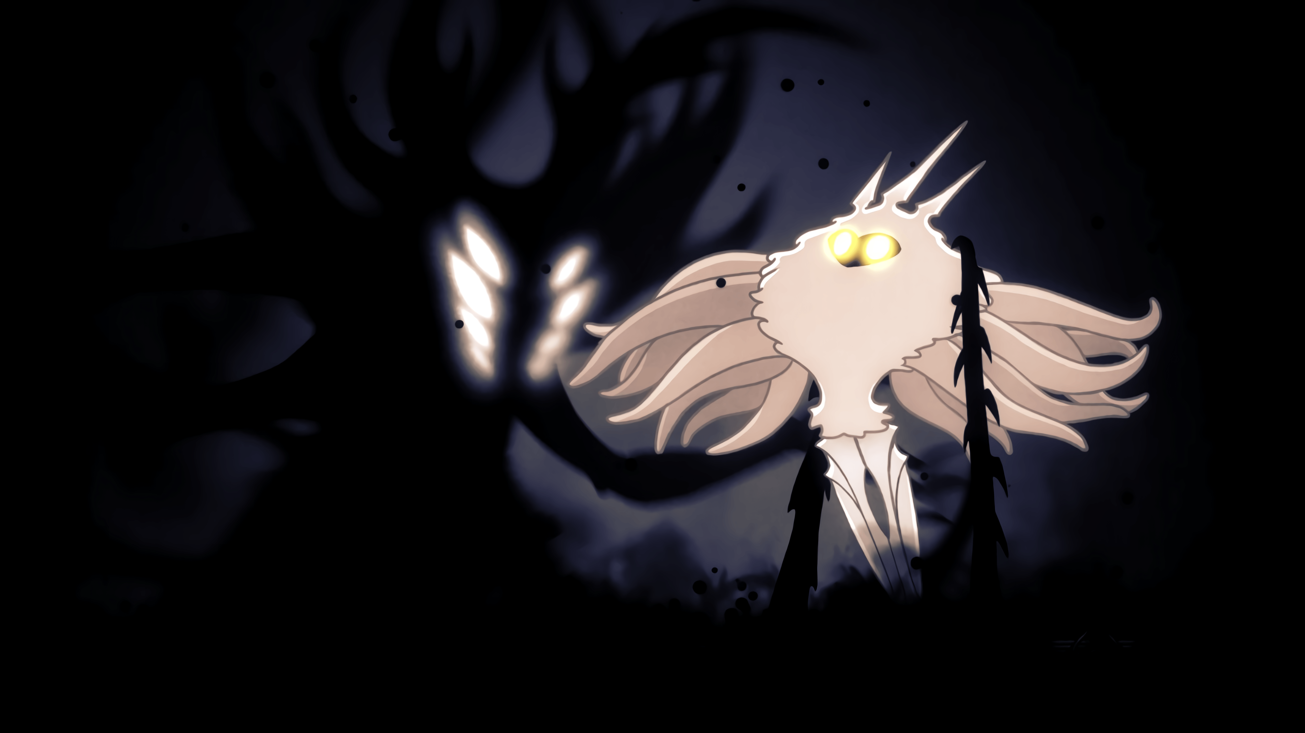 General 5464x3072 Hollow Knight Radiance shade lord video games metroidvania creature glowing eyes dark video game art silhouette
