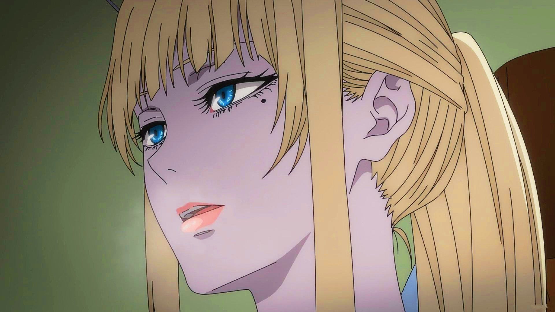 Anime 1920x1080 The Witch and the Beast Phanora Kristoffel anime Anime screenshot witch blonde looking away parted lips blue eyes moles mole under eye anime girls long hair face