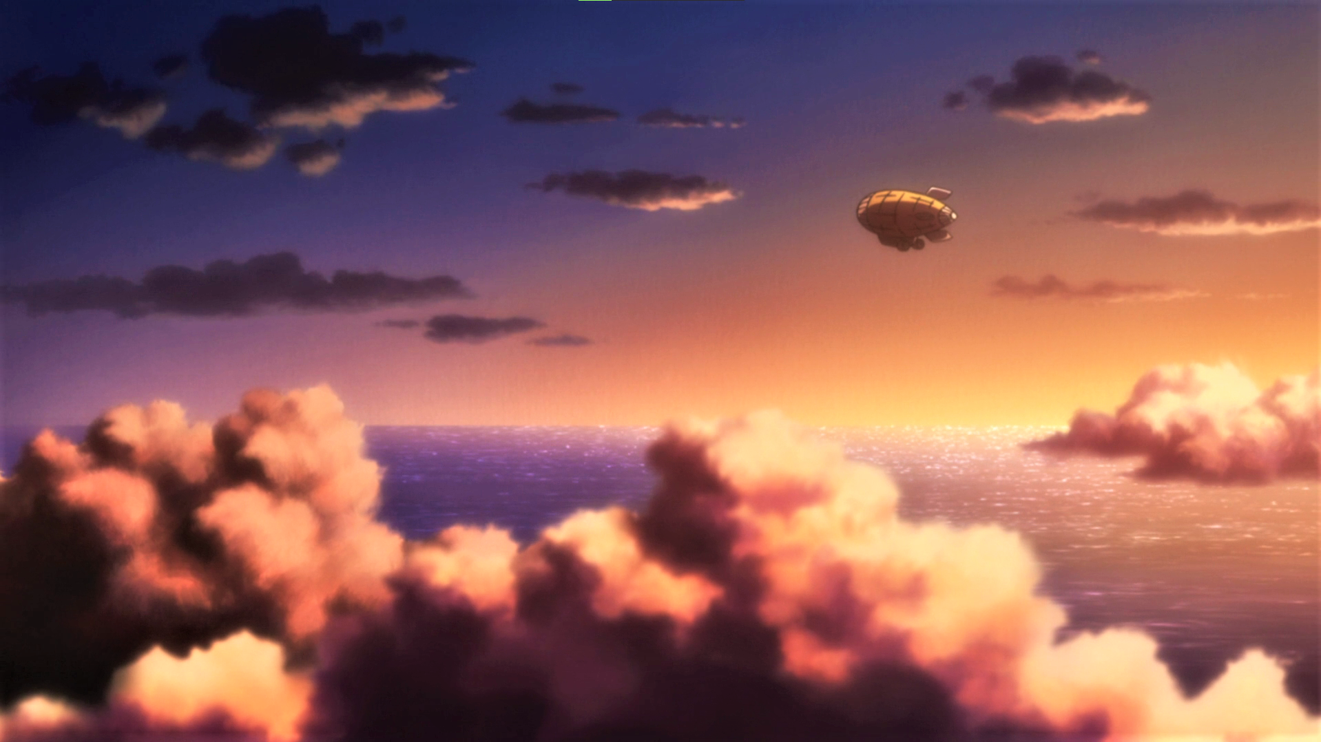Anime 1918x1078 Hunter x Hunter blimp sky clouds sunset water anime anime screenshot sunset glow