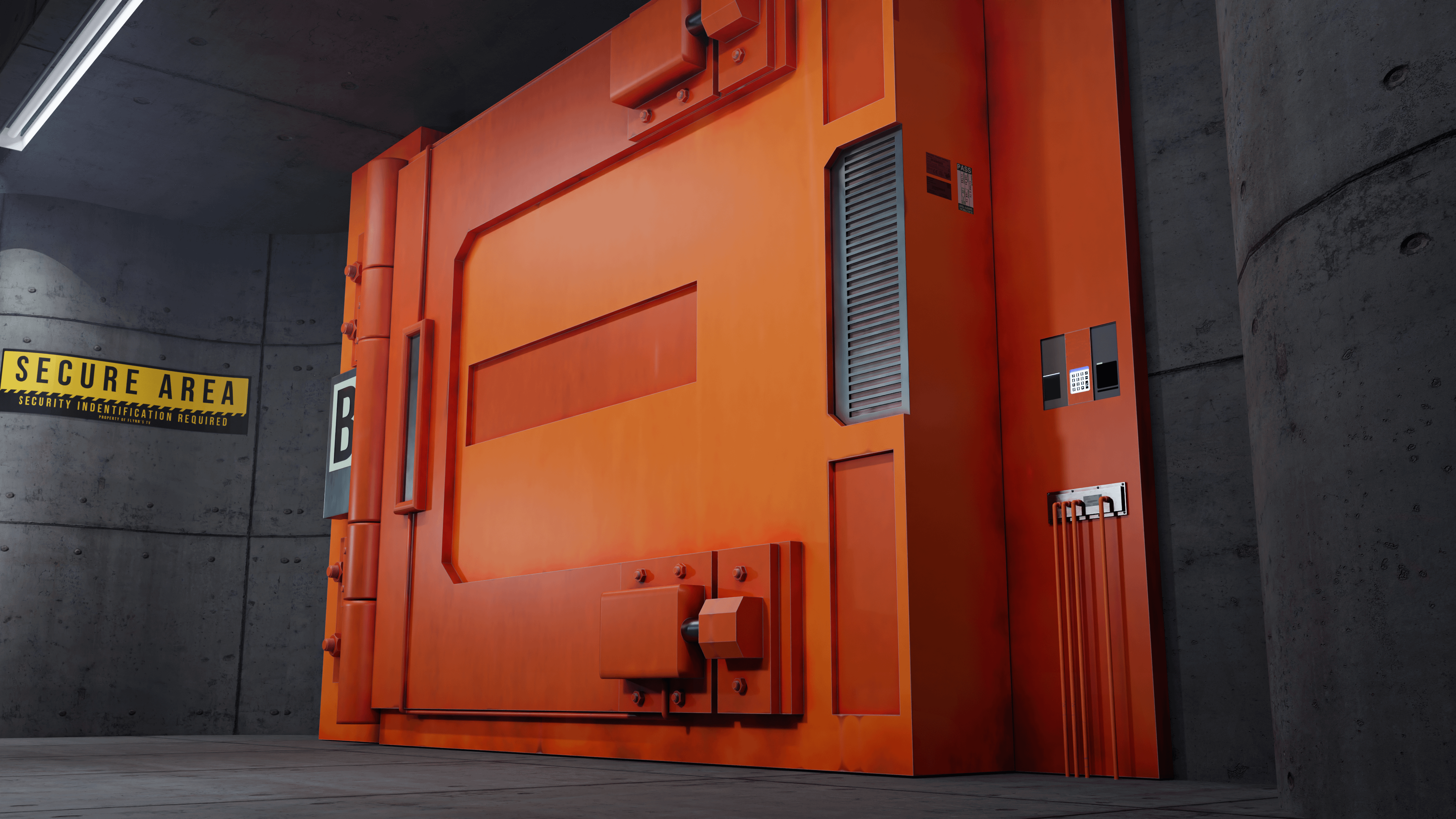General 3840x2160 vault Tron Tron: Legacy CGI digital art orange