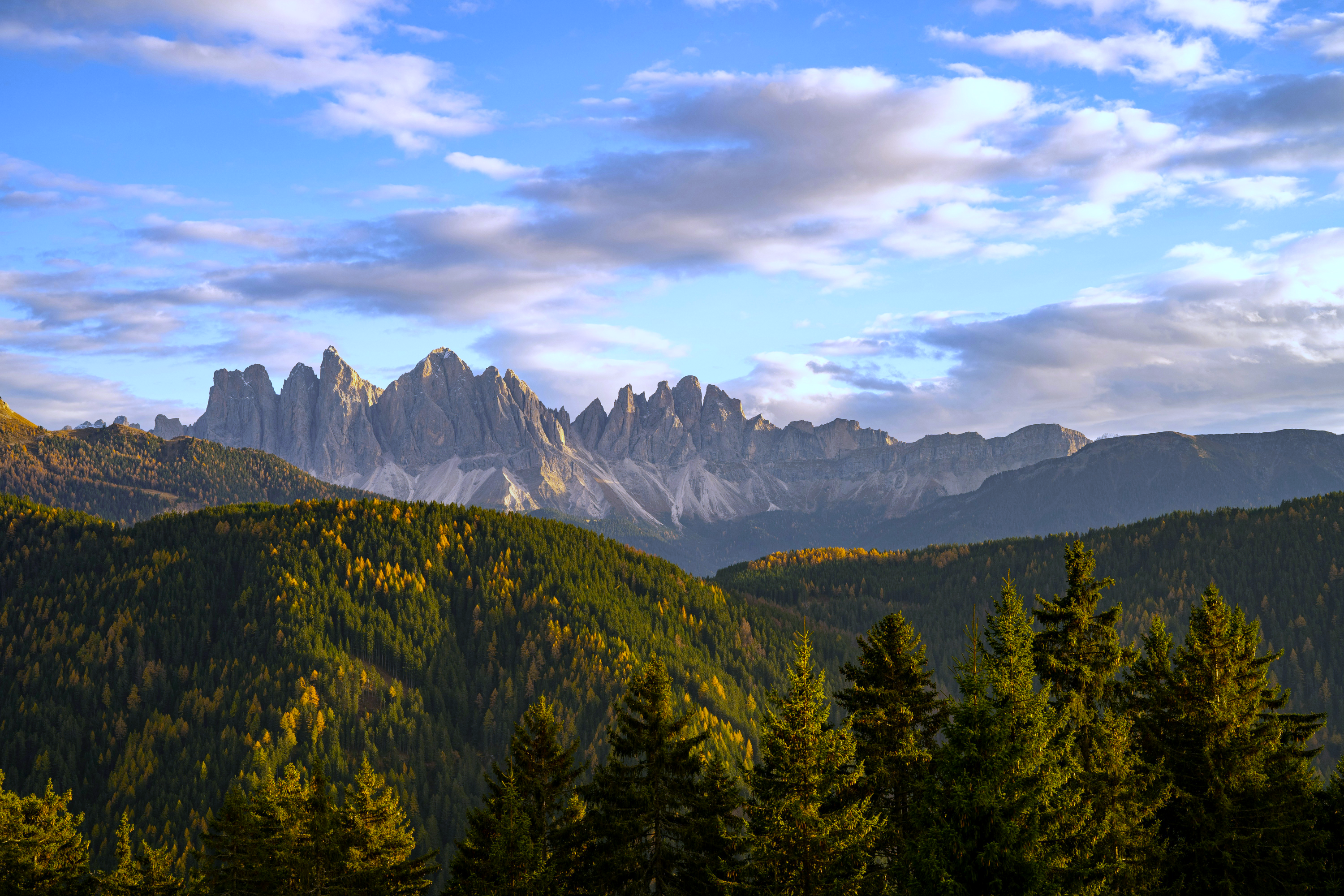 General 3000x2000 nature landscape clouds sky mountains trees forest pine trees Dolomites Italy