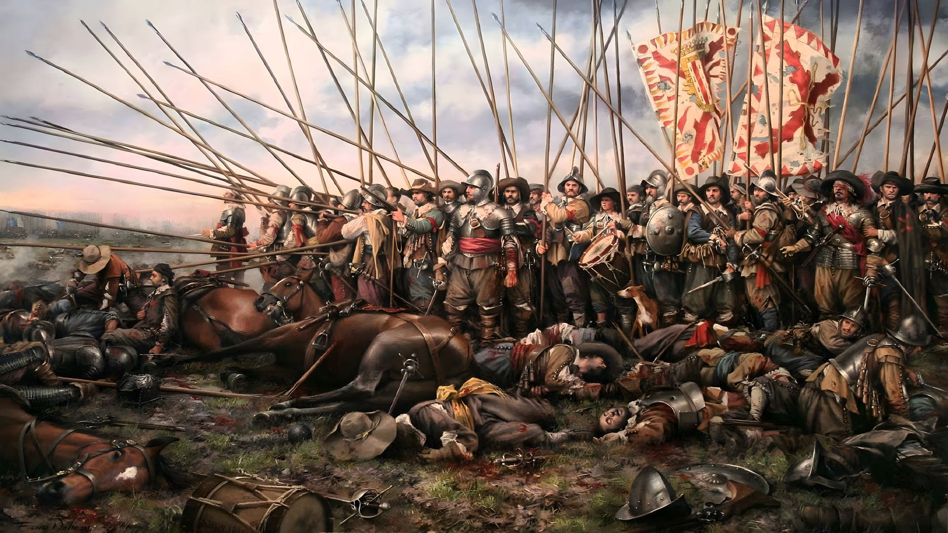 General 1920x1080 artwork medieval war flag spear upscaled Battle of Edgehill English Civil War