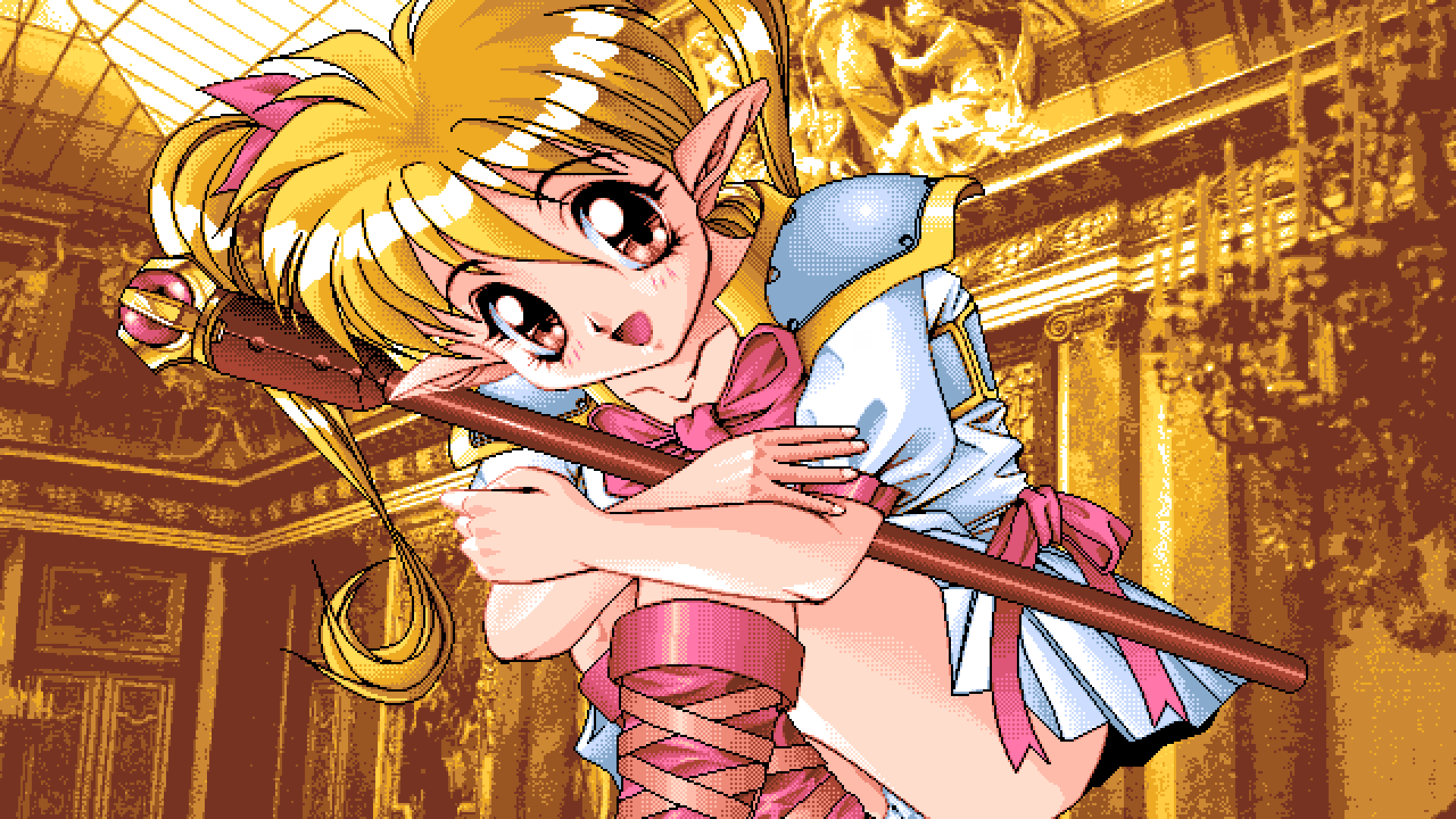 Anime 1920x1080 pixel art PC-98 anime girls Game CG