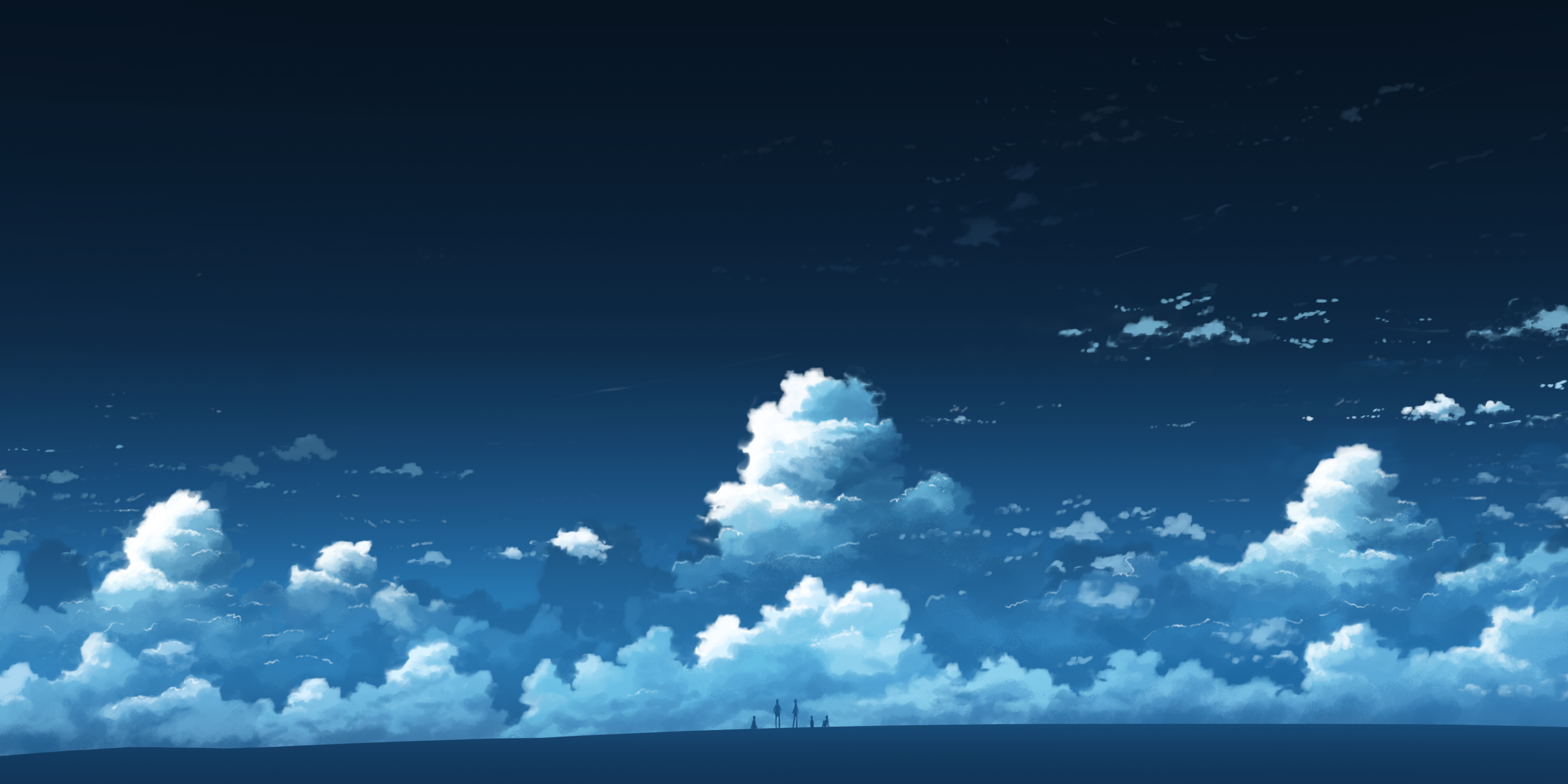 Anime 3200x1600 clouds artwork sky anime silhouette