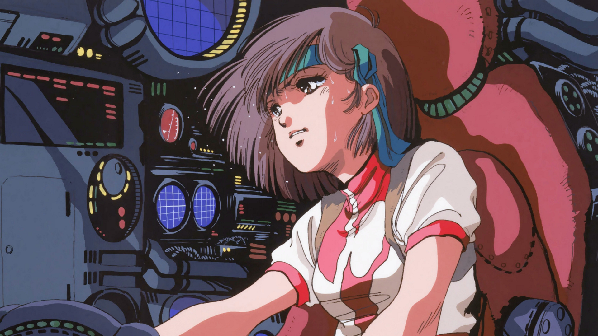 Anime 1920x1080 Gunbuster science fiction spaceship anime girls sweat headband