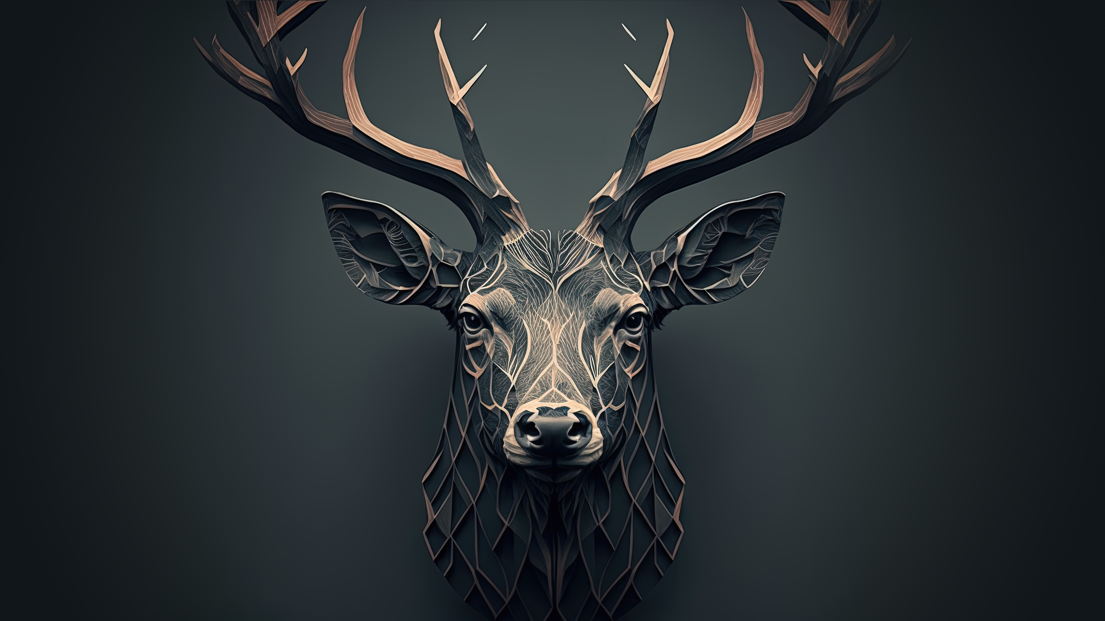 General 3840x2160 deer AI art digital art simple background animals