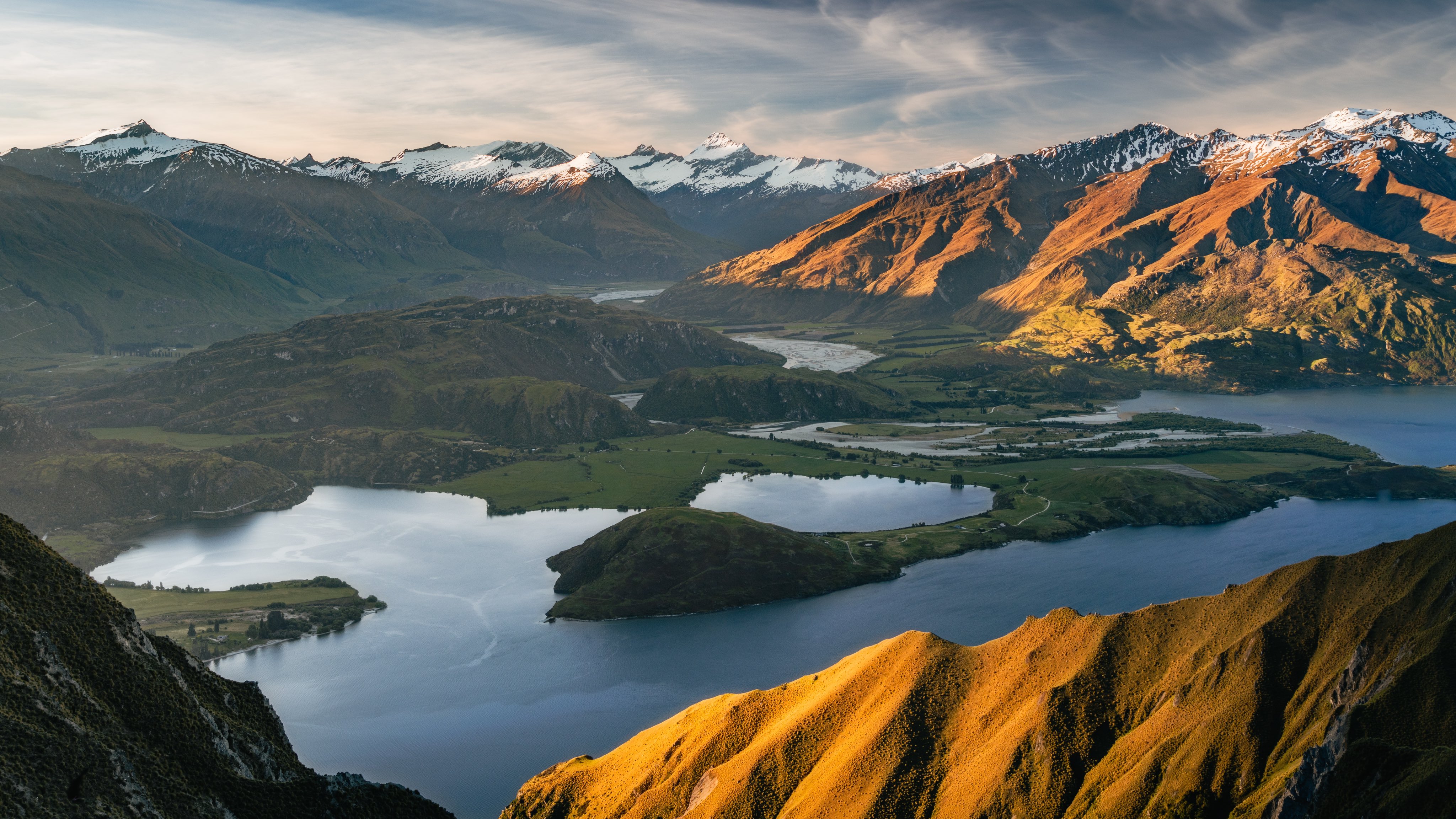 General 4096x2304 mountains landscape snowy mountain lake sunset water nature snow New Zealand