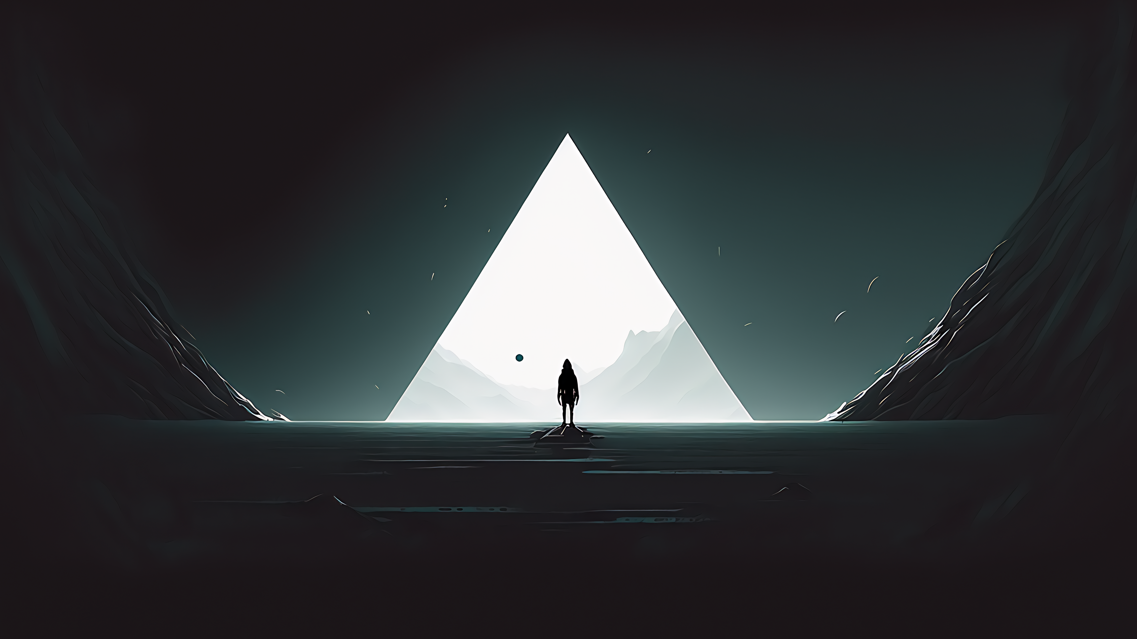 minimalism, simple background, science fiction, abstract, mountains, night  | 3840x2160 Wallpaper 