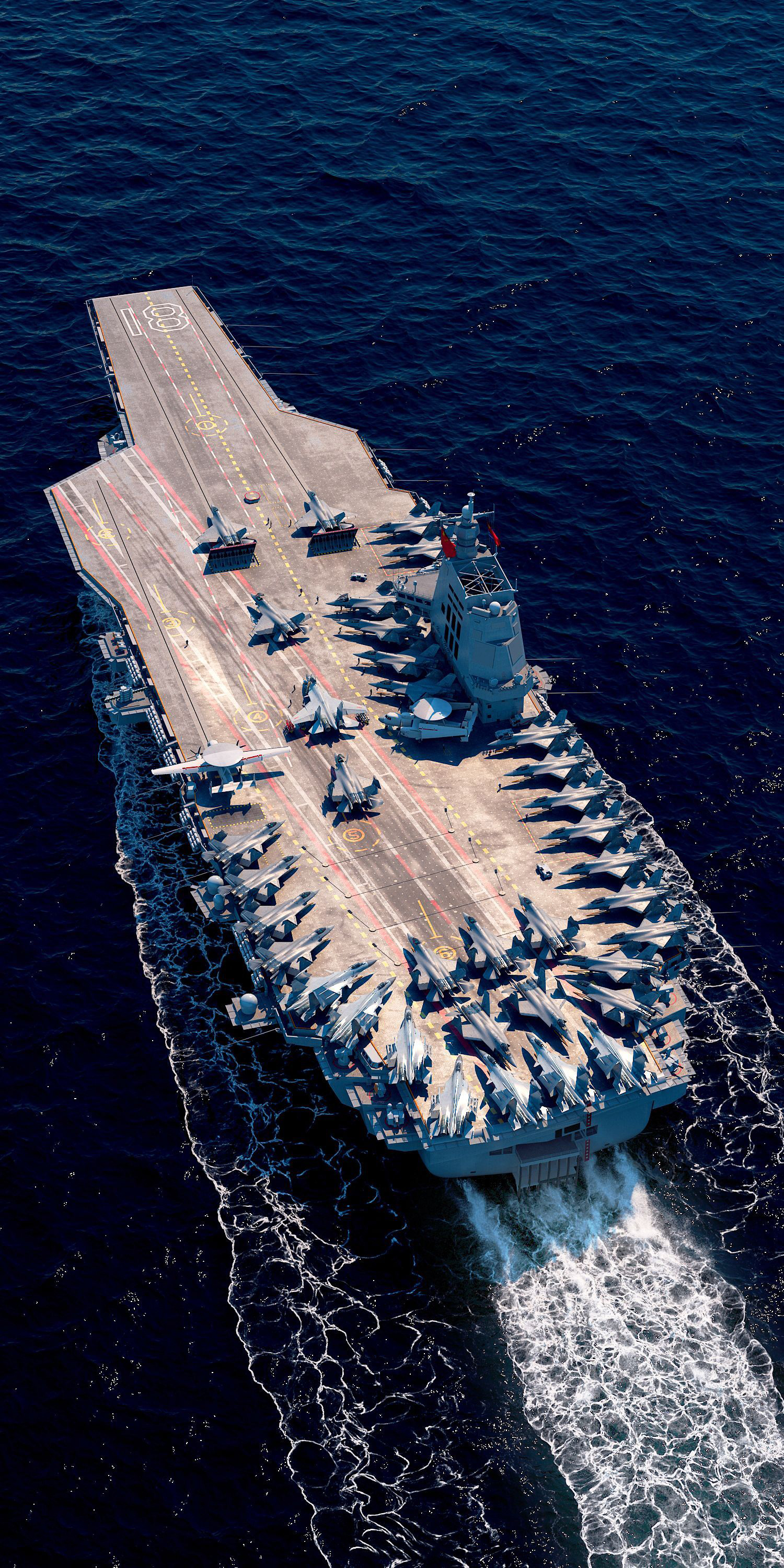 General 1500x3000 Type 001 aircraft carrier People's Liberation Army Navy GaoShan CG water ripples sea top view military aircraft military military vehicle portrait display