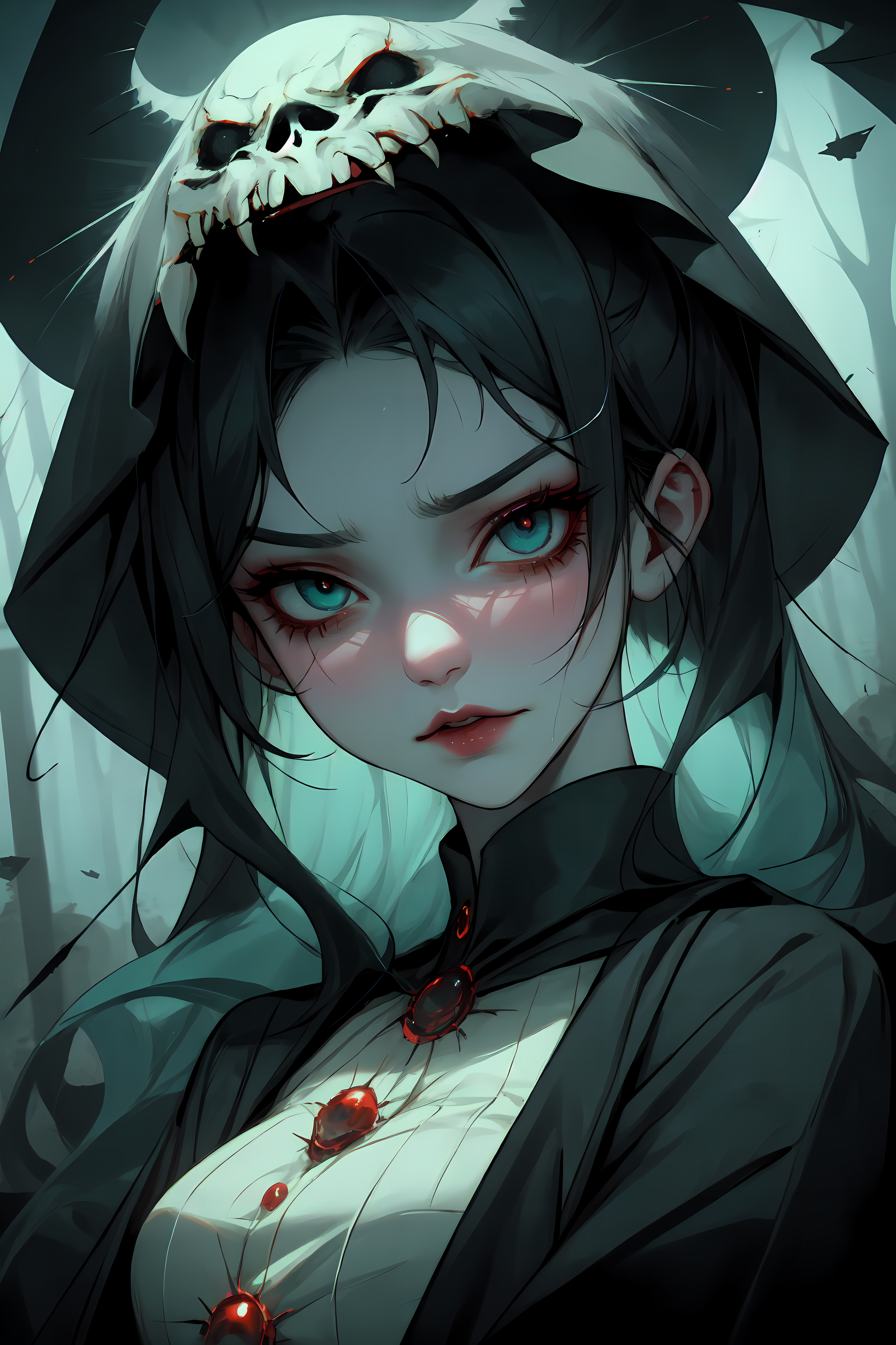 Anime 2304x3456 anime fantasy art concept art hoods monster girl horror horror anime blue eyes creature