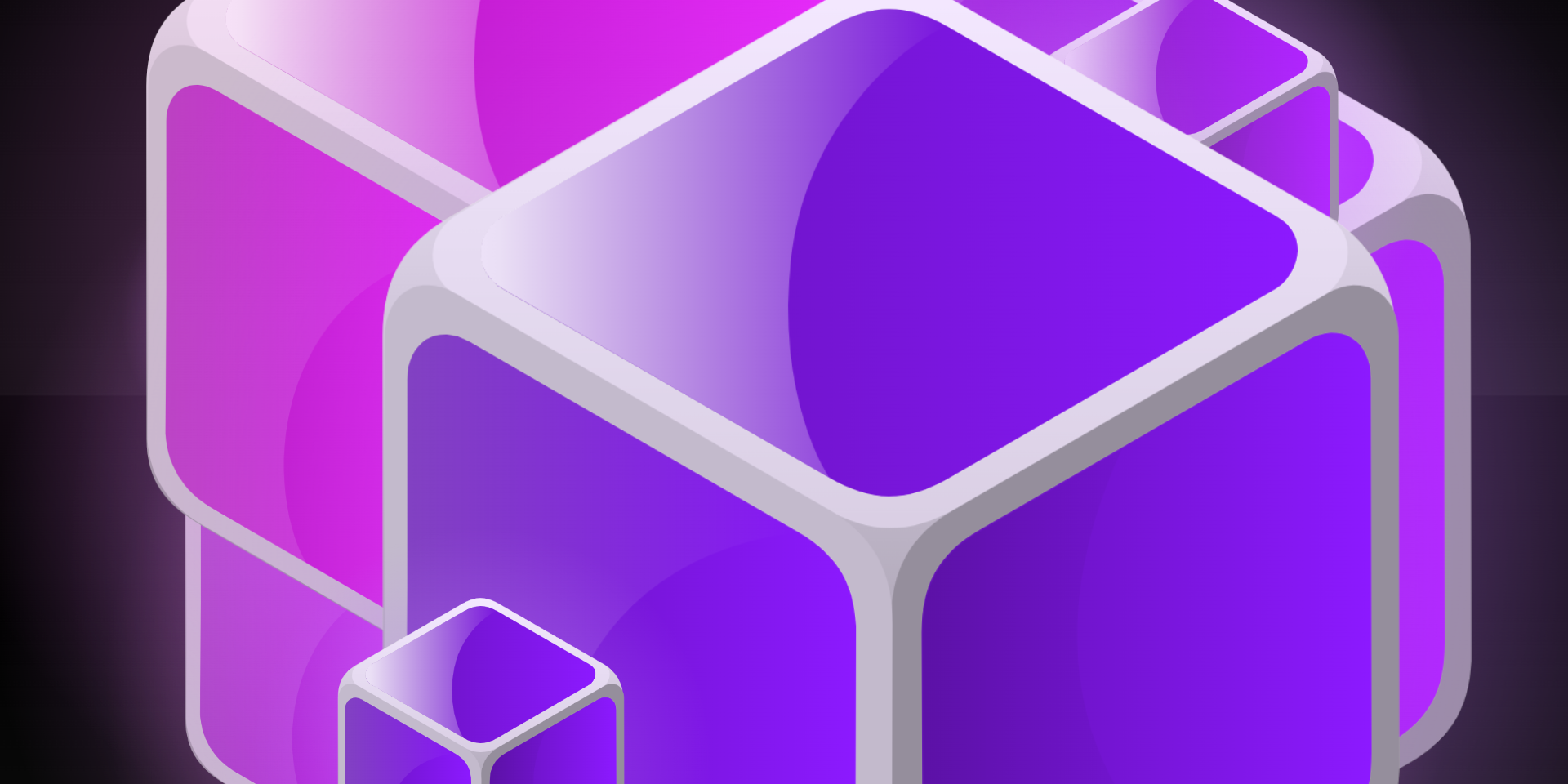 General 1920x960 gloss glossy cube abstract CGI colorful shiny shapes geometry bright purple