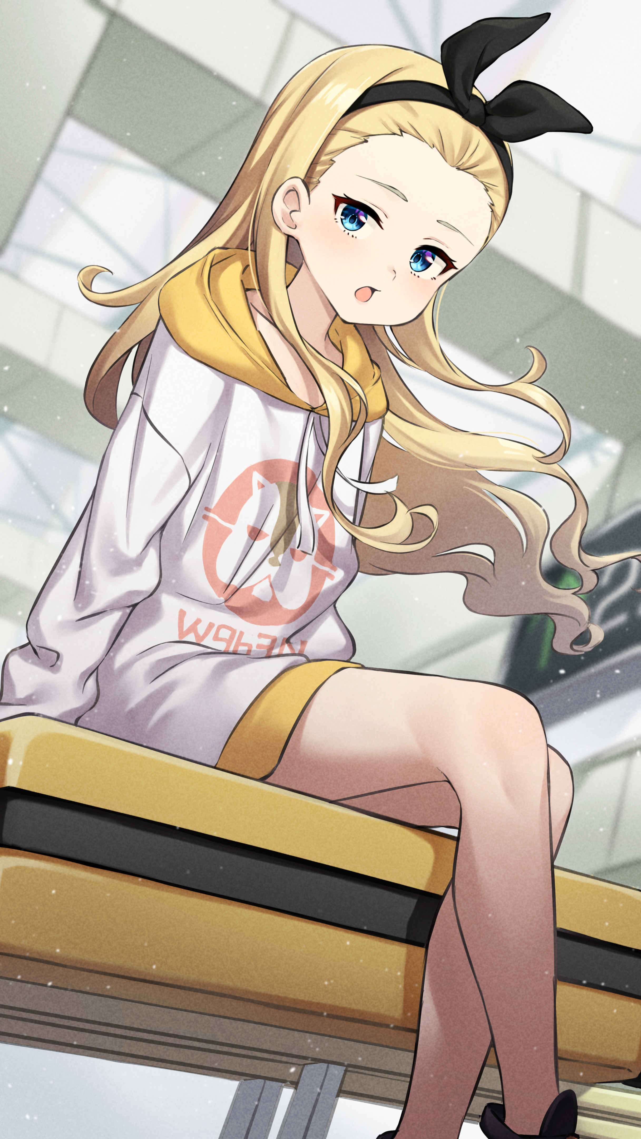Anime 2433x4320 anime anime girls Lycoris Recoil Kurumi (Lycoris Recoil) long hair blonde solo artwork digital art fan art loli