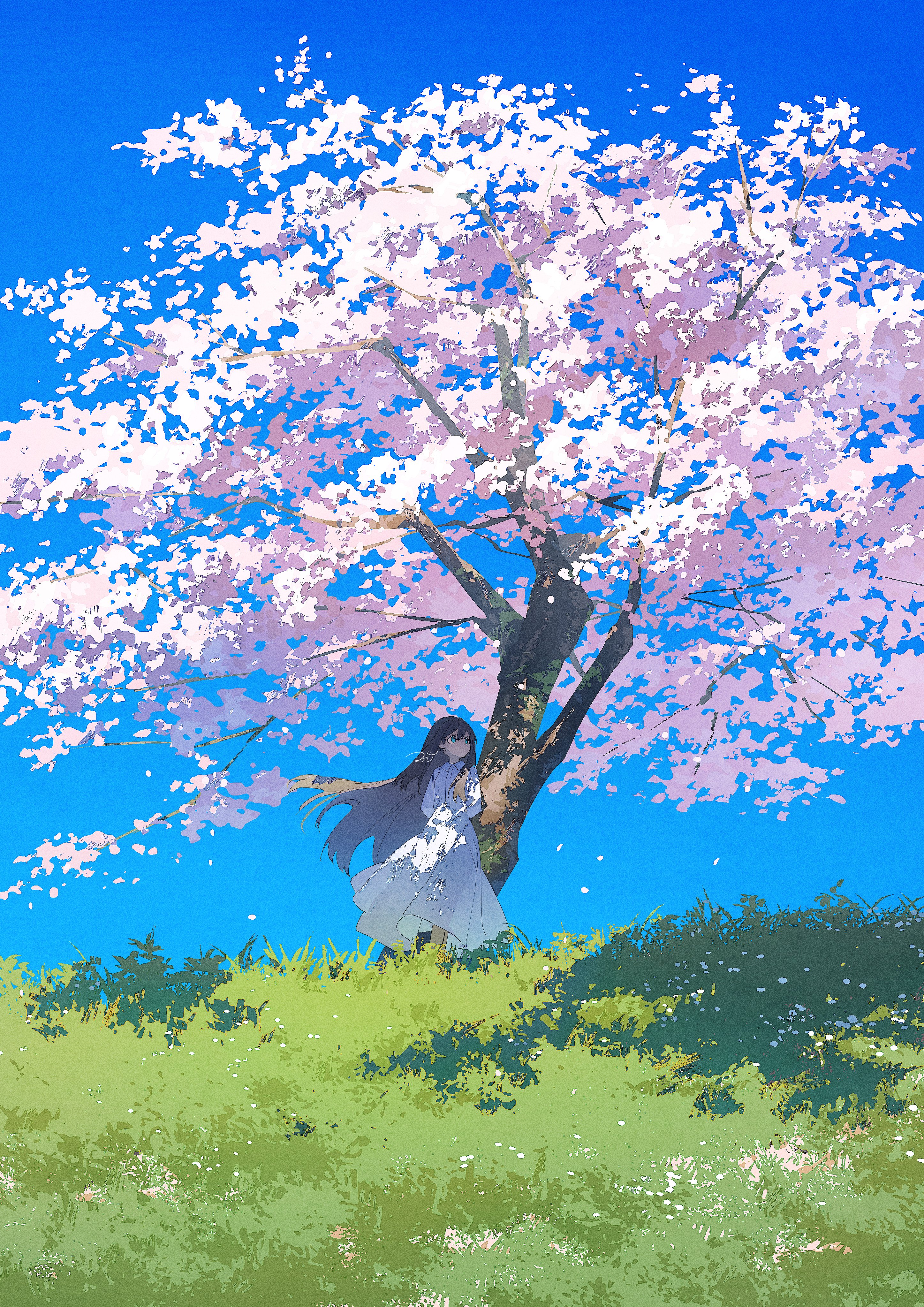 Anime 2894x4093 Potg dress anime anime girls trees clear sky grass