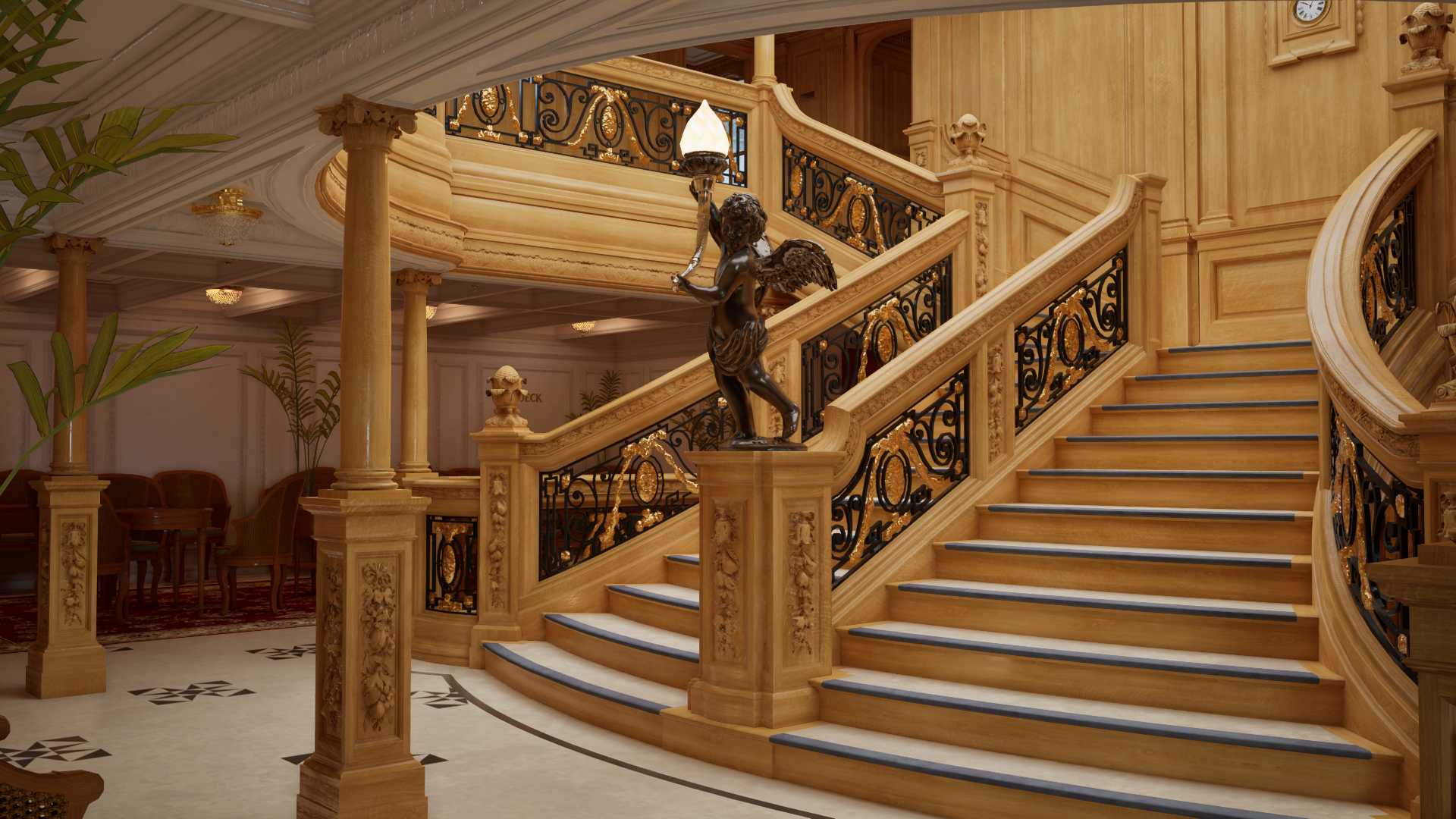 General 1920x1080 Titanic Demo401 architecture stairs statue interior