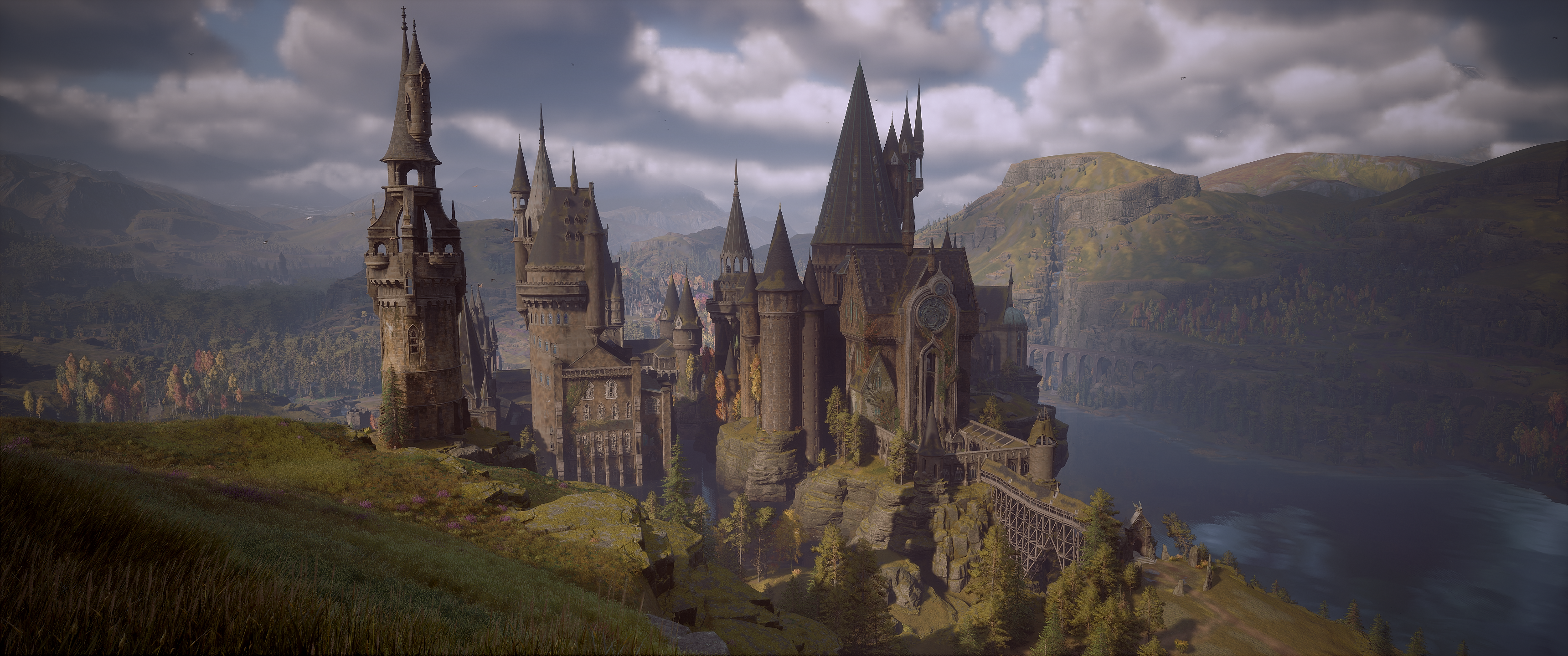 General 3440x1440 video games Hogwarts Legacy Game CG screen shot Portkey Games castle CGI