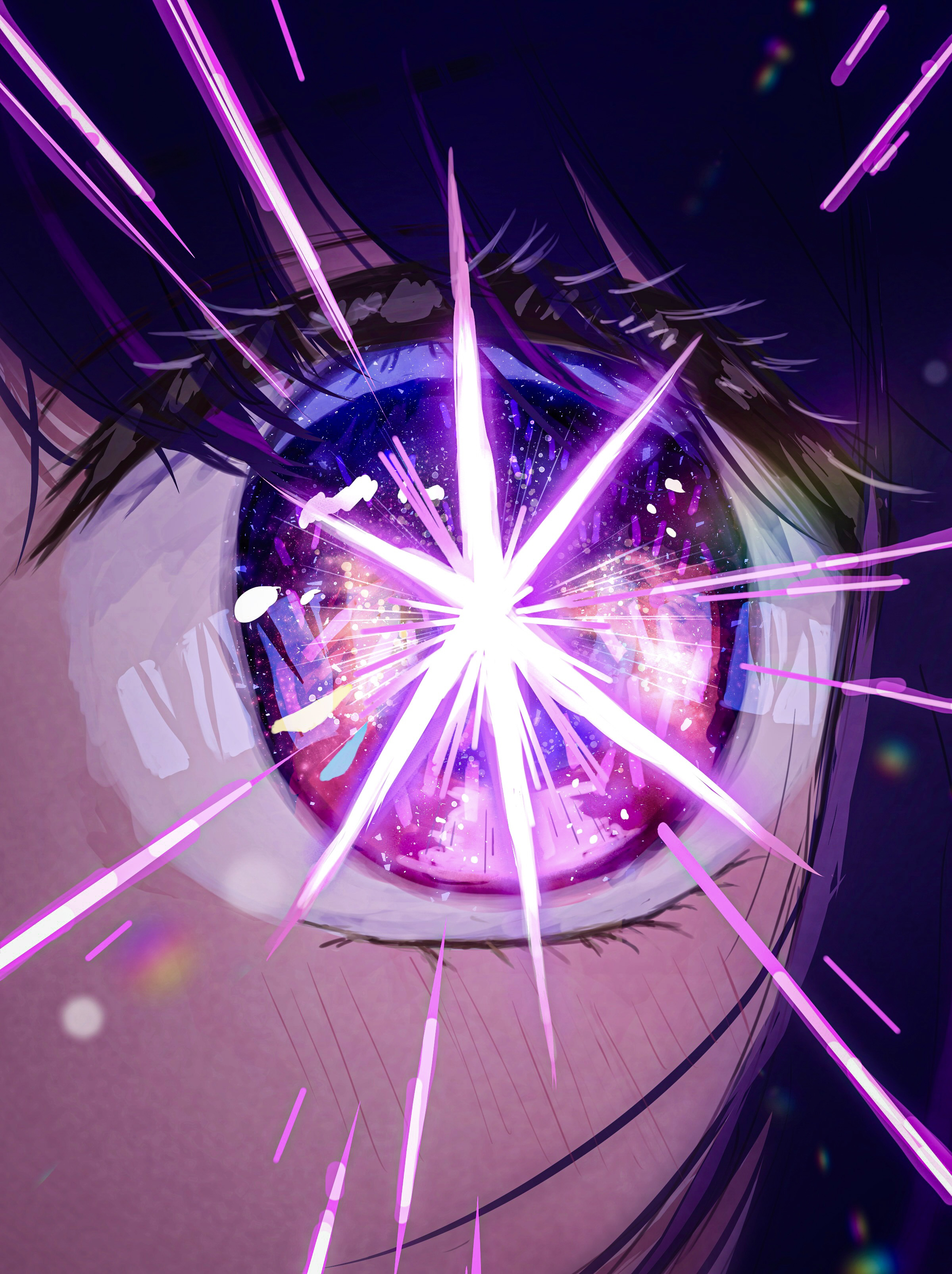 Anime 2399x3209 anime anime girls Oshi no Ko purple eyes star eyes closeup eyes looking at viewer Hoshino Ai
