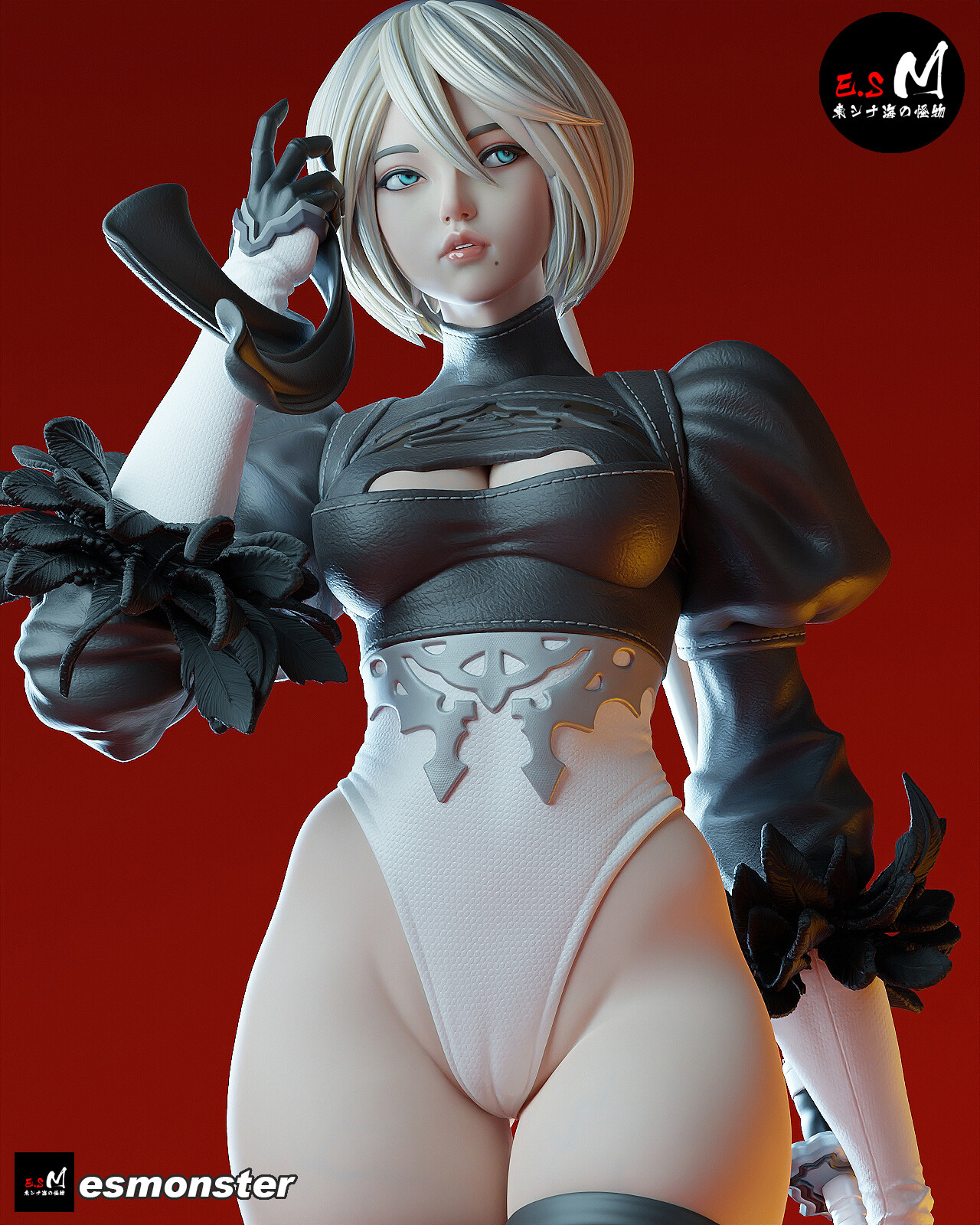 Women 2b Nier Automata Cameltoe Moles Mole Under Mouth Short Hair Artwork Digital Art 1623