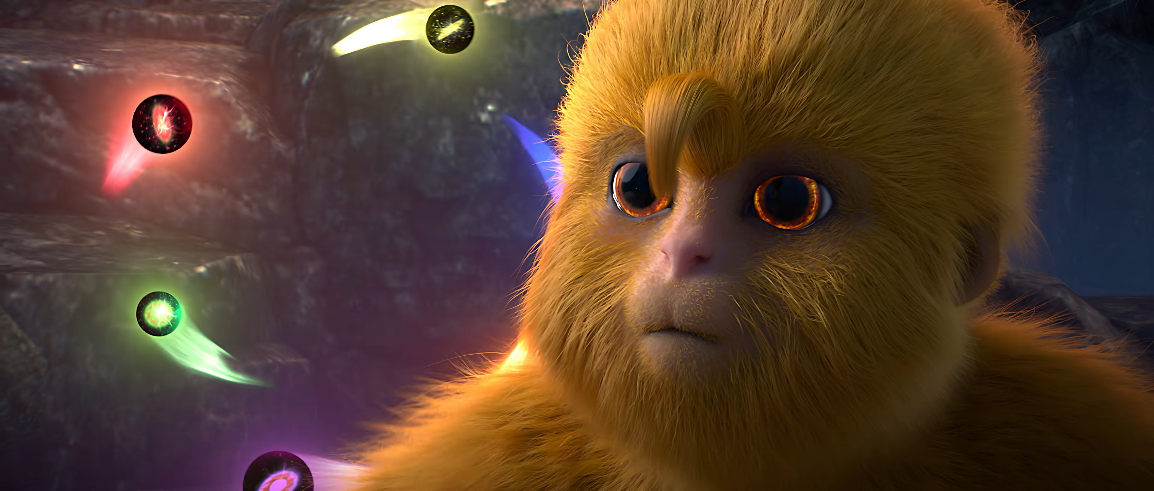 General 3840x1636 Wan Mei Shi Jie CGI animals sphere monkey closeup digital art