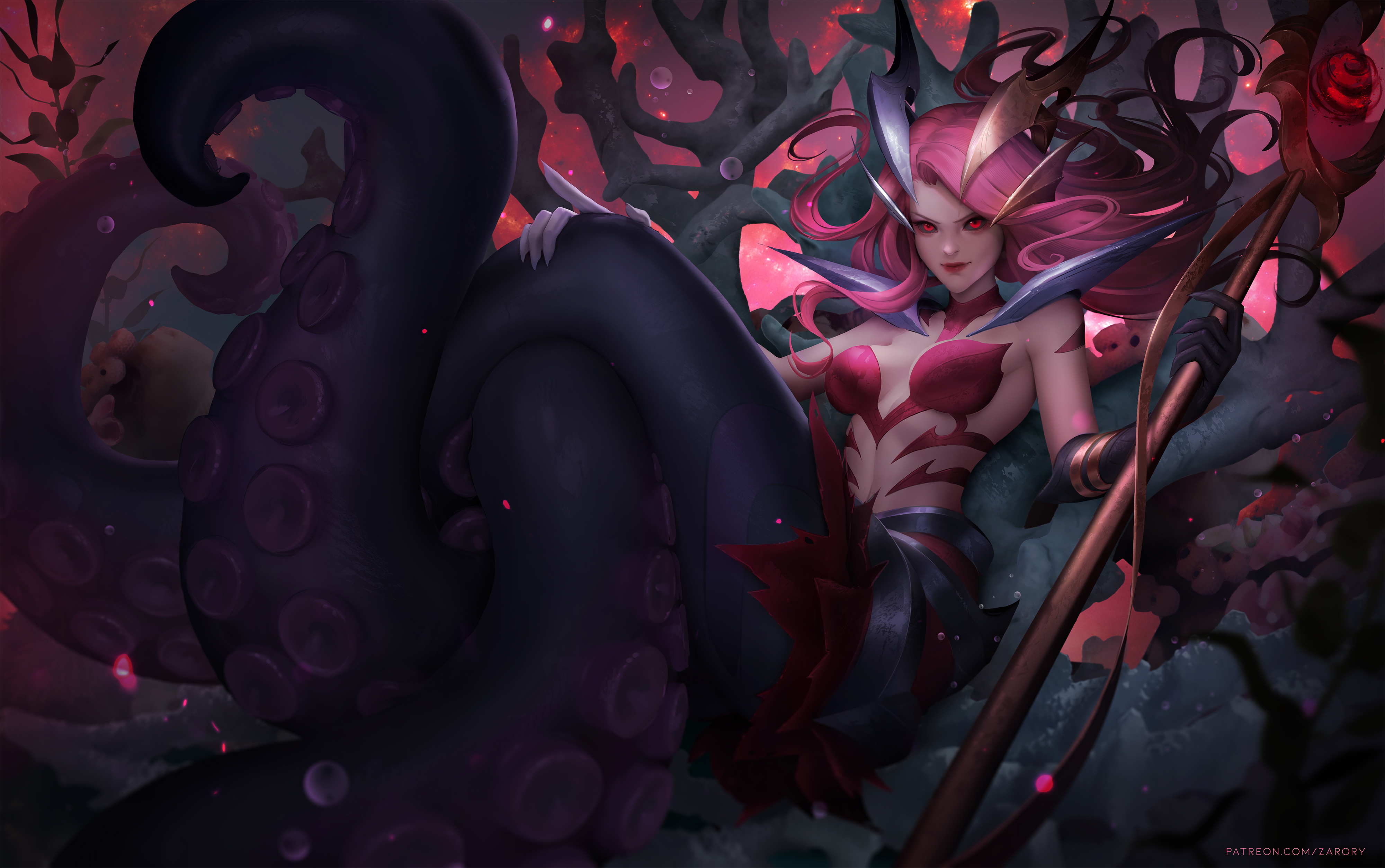 General 4000x2507 coven (League of Legends) Nami (League of Legends) League of Legends video games video game girls video game characters tentacles artwork drawing fan art Zarory