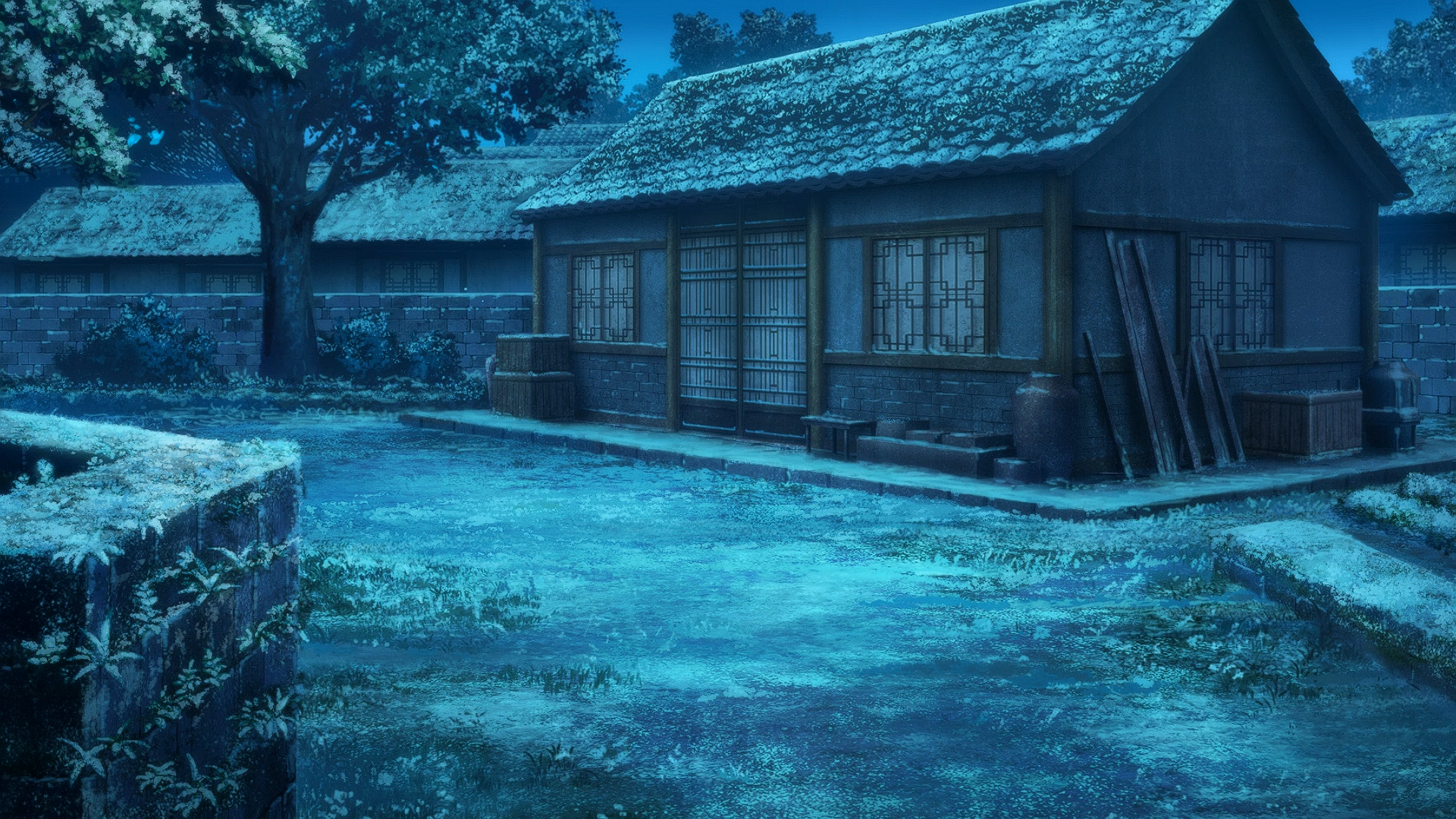 General 1920x1080 The Apothecary Diaries winter snow Asian architecture Japanese night anime screen shot