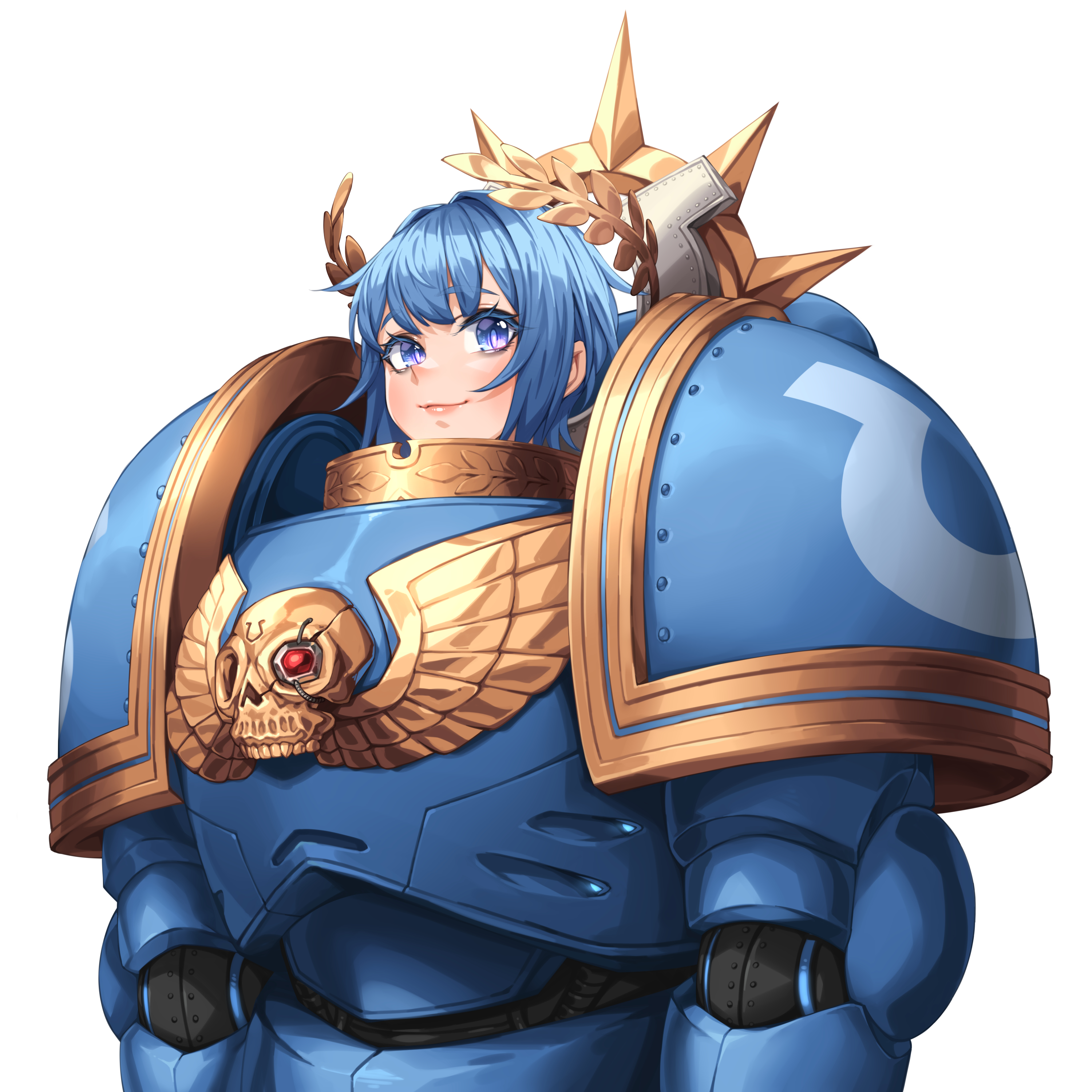 Anime 3000x3000 anime anime girls armor blue hair blue eyes Adeptus Astartes Ultramarines Warhammer 40,000 Yin-ting Tian