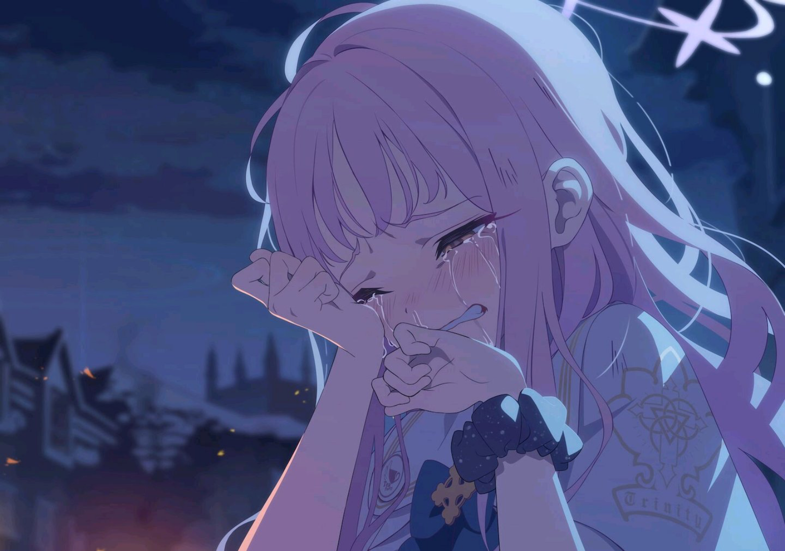 Anime 1600x1124 anime anime girls tears crying blushing Blue Archive Misono Mika