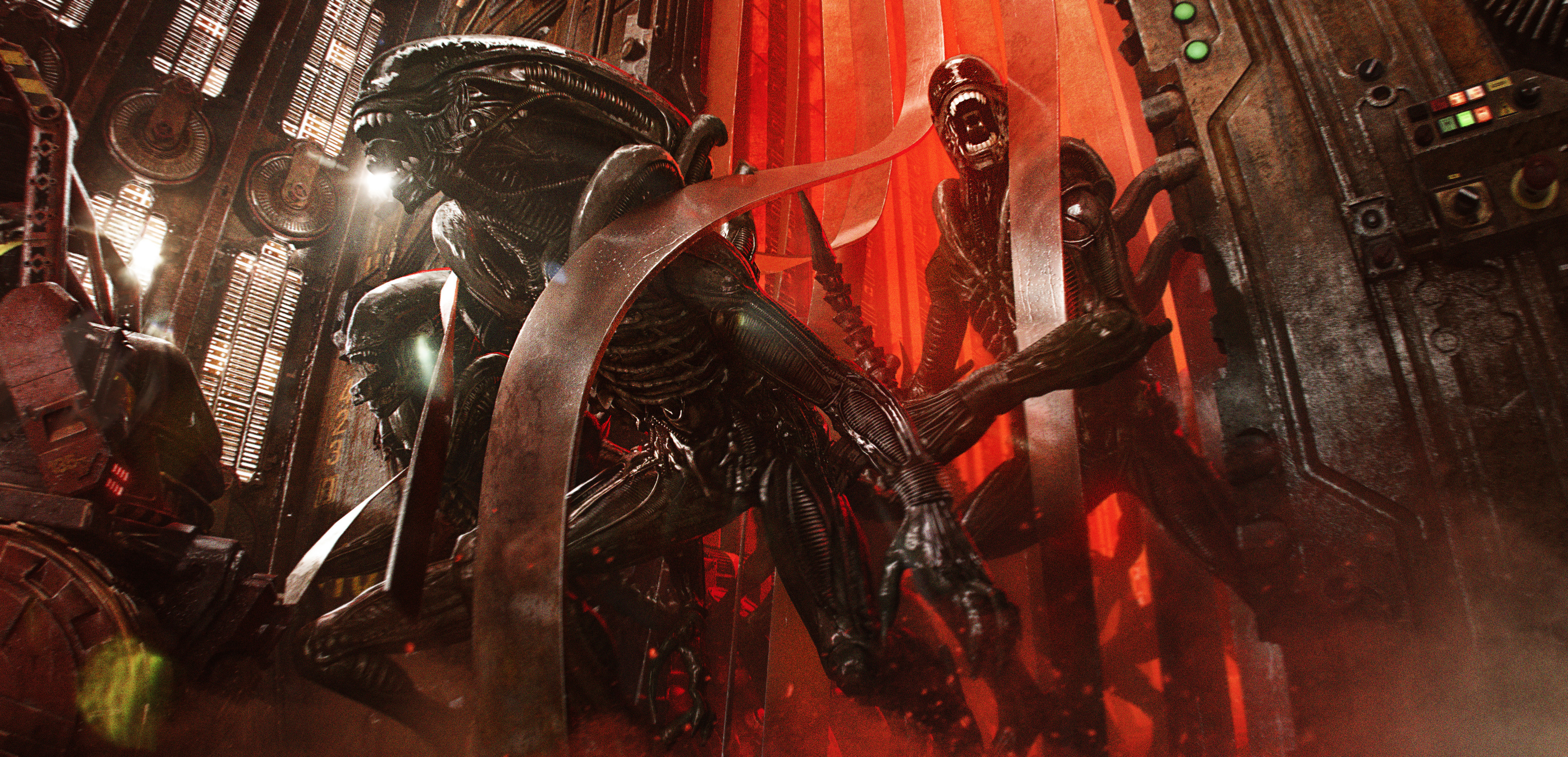 General 3840x1853 Guillaume Berthoumieu science fiction horror digital art artwork creature Xenomorph Alien (movie)