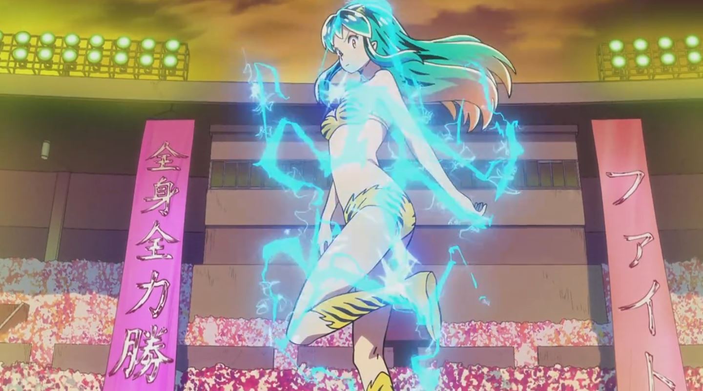 Anime 1440x800 Urusei Yatsura Lum Invader anime girls oni kanji electricity lightning Anime screenshot skimpy clothes